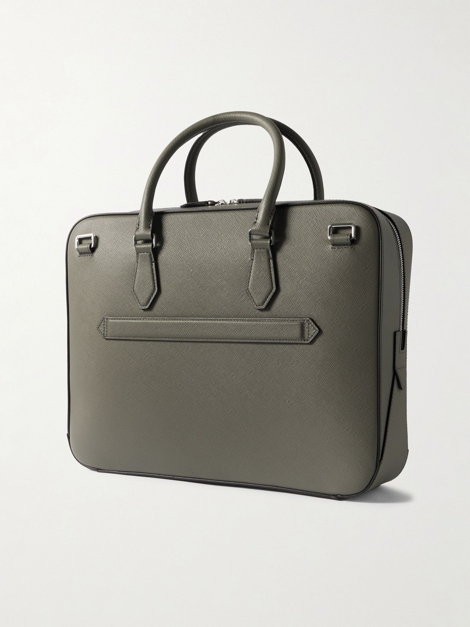 Sartorial Medium Cross-Grain Leather Briefcase Gray - 3