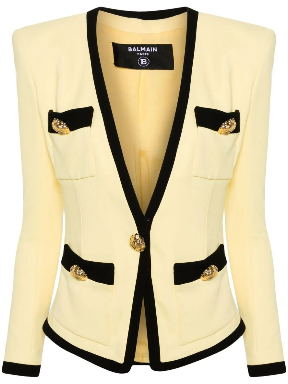 collarless crepe blazer - 1