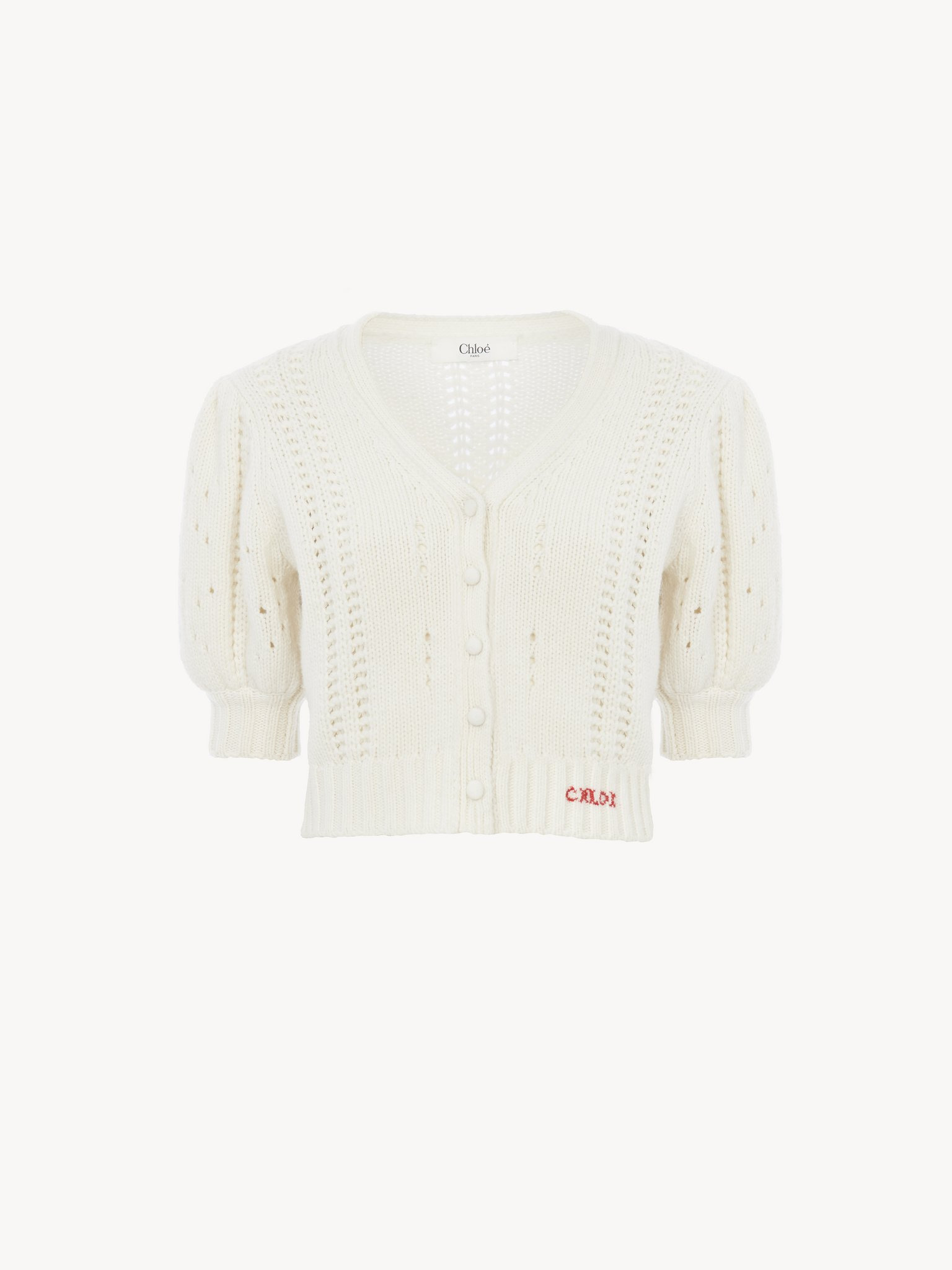 PUFF-SLEEVE CARDIGAN IN A WOOL & CASHMERE KNIT - 2