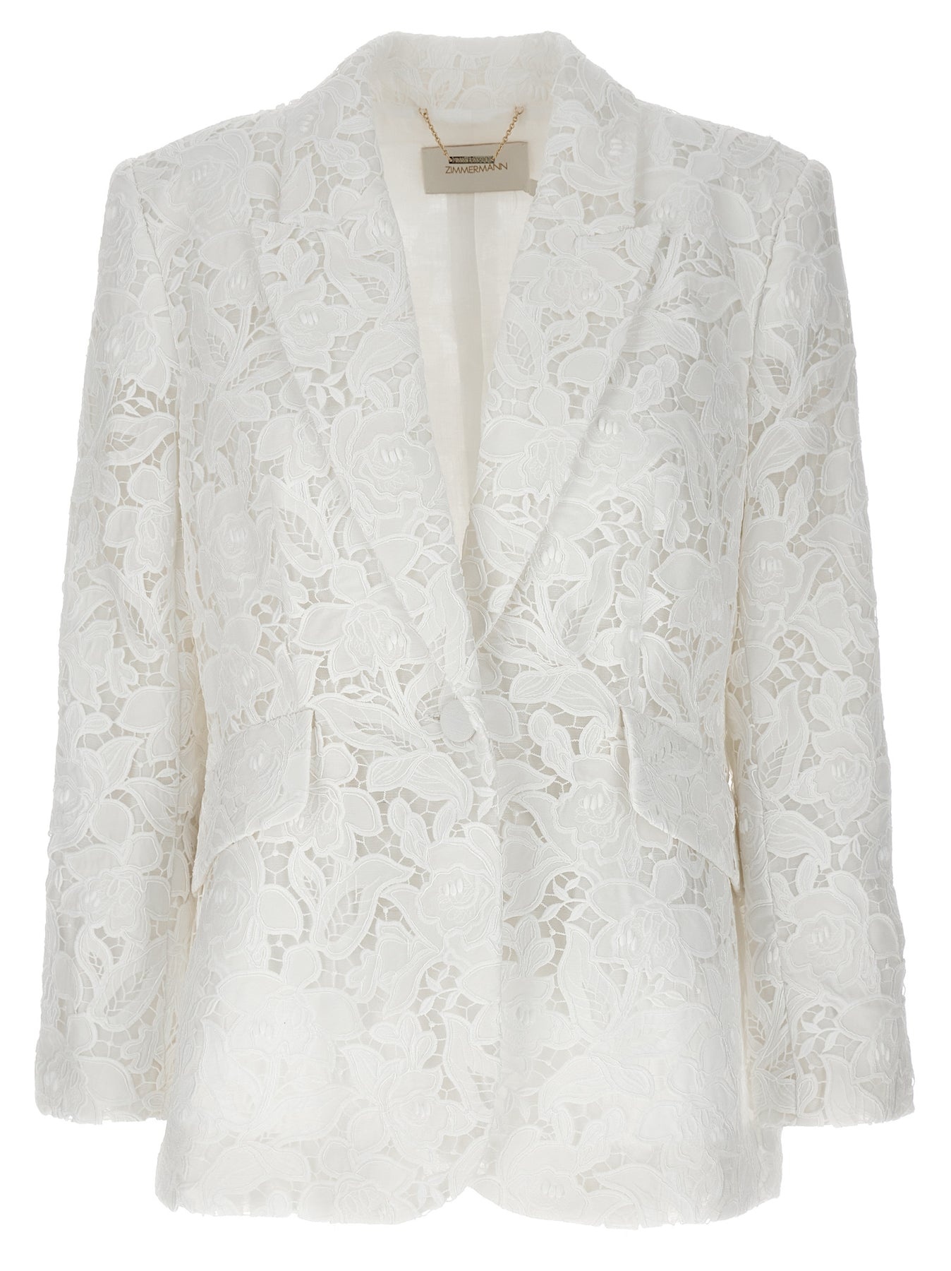 ジャケット Zimmermann SS24 'Natura Lace' blazer (9550JS241 IVO) Zimmermann Natura Lace Blazer And Suits White | wananluxury