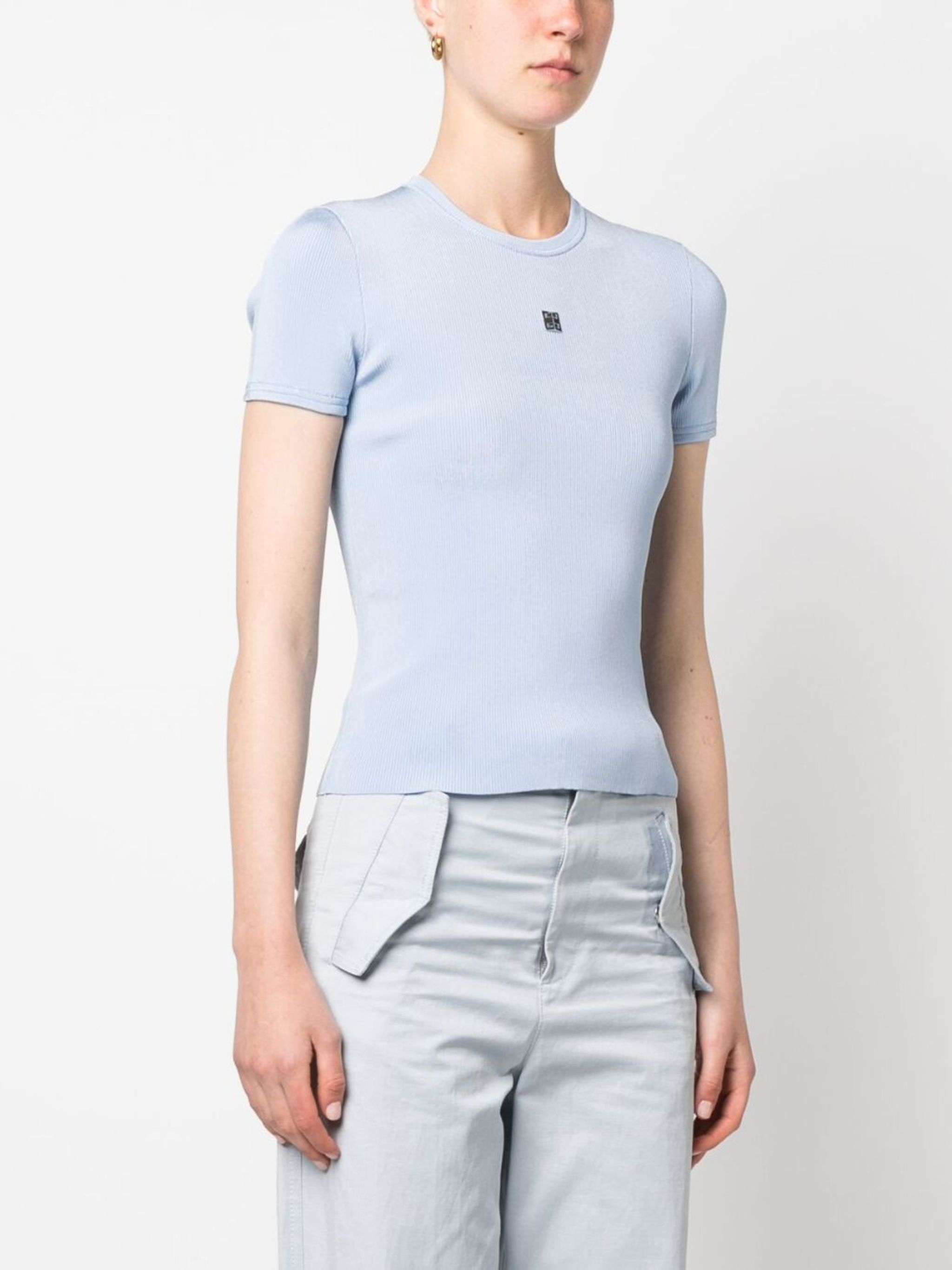 logo-plaque ribbed knit T-shirt - 3