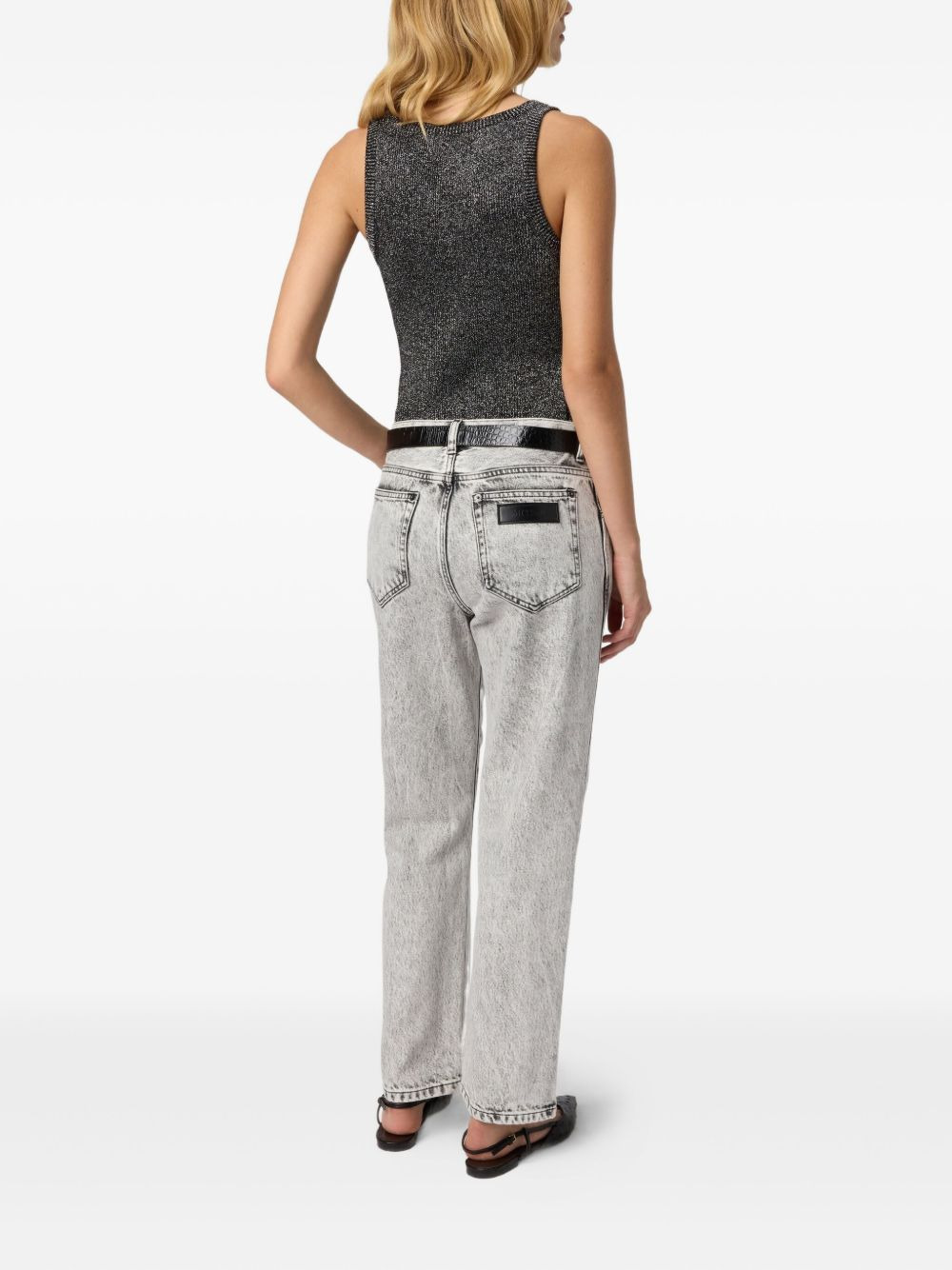 scoop-neck metallic-effect tank top - 3