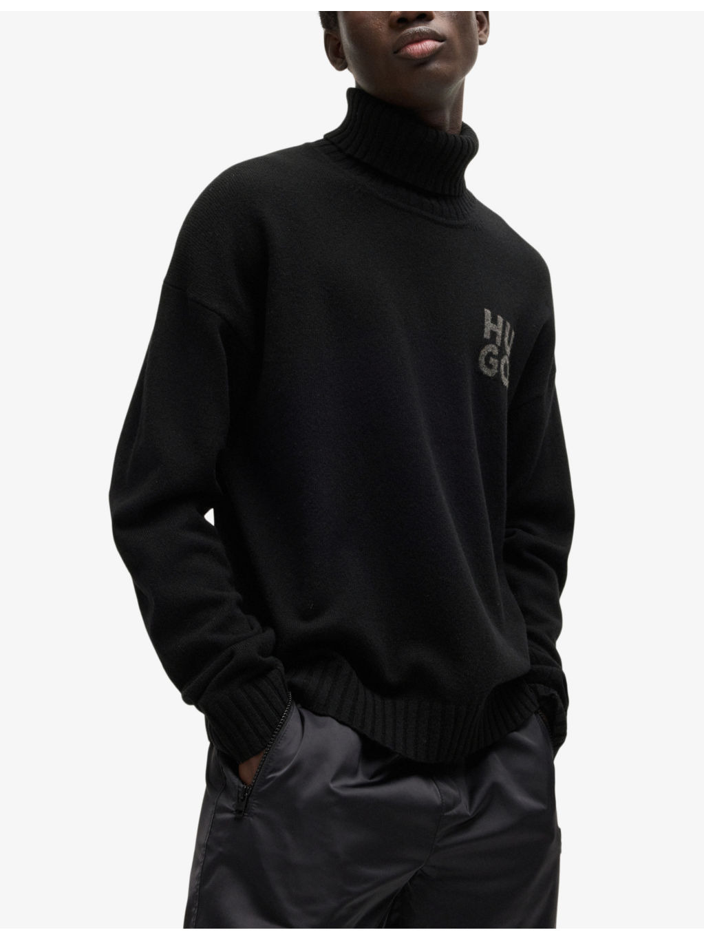 Logo-print roll-neck relaxed-fit wool-blend jumper - 3