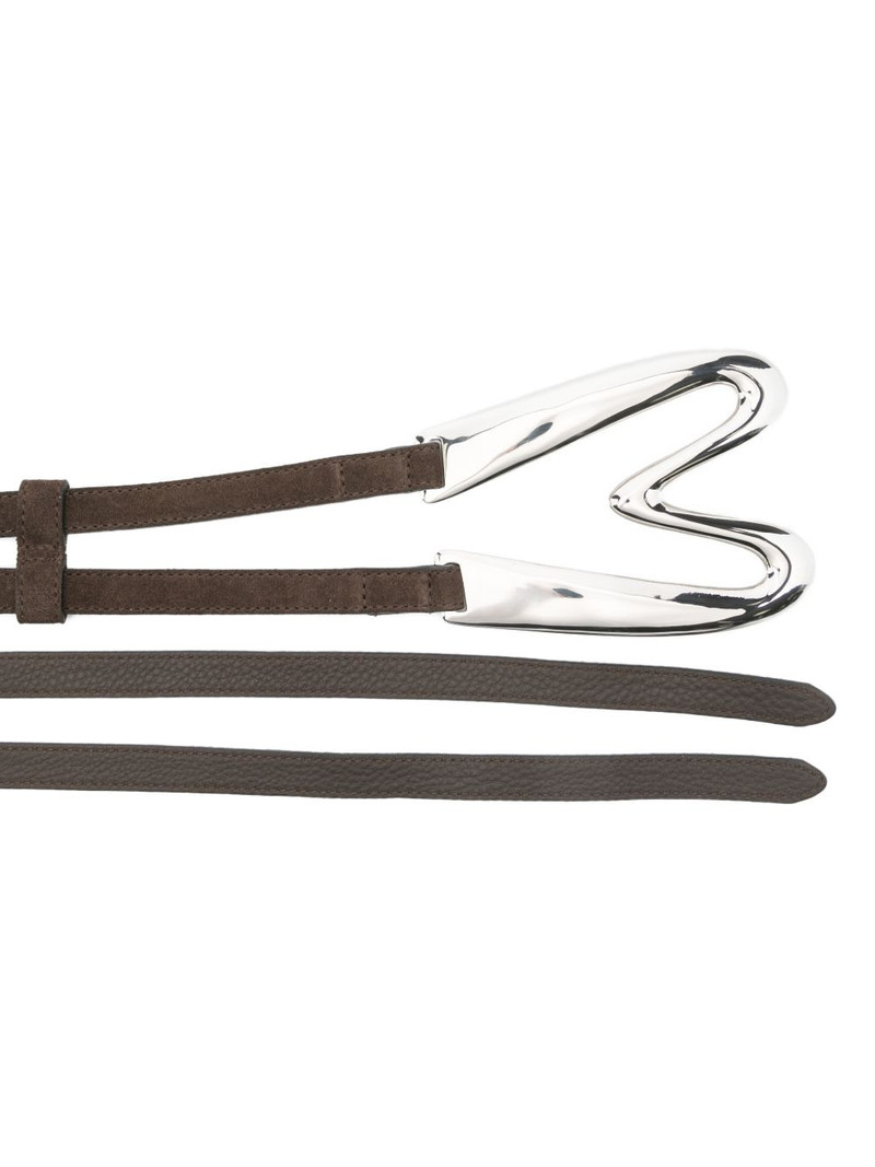 silver-tone buckle leather belt 3