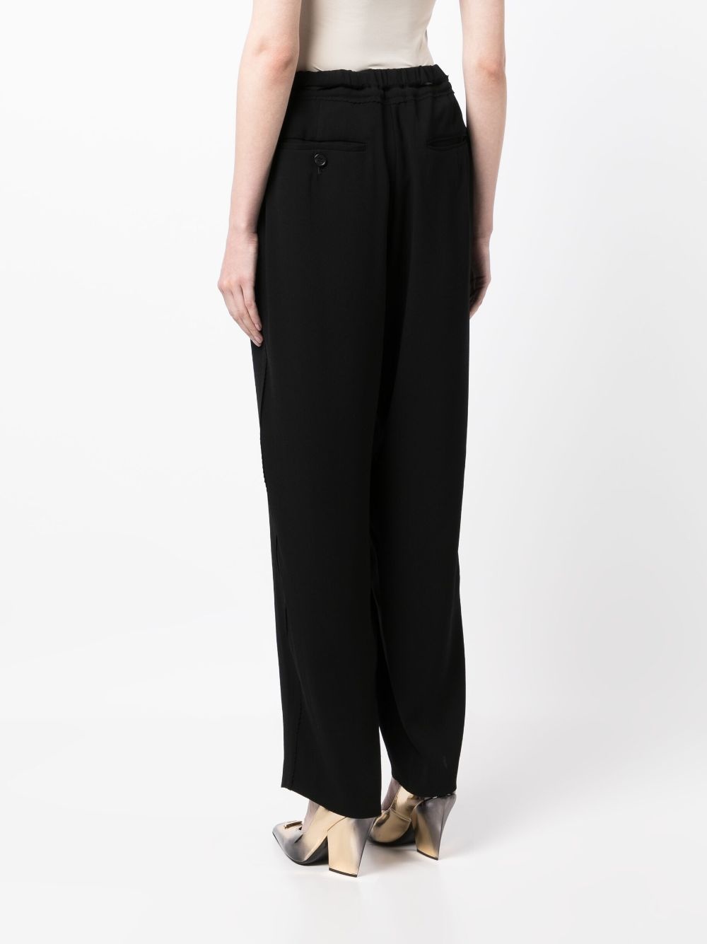 drawstring-waist straight-leg trousers - 4