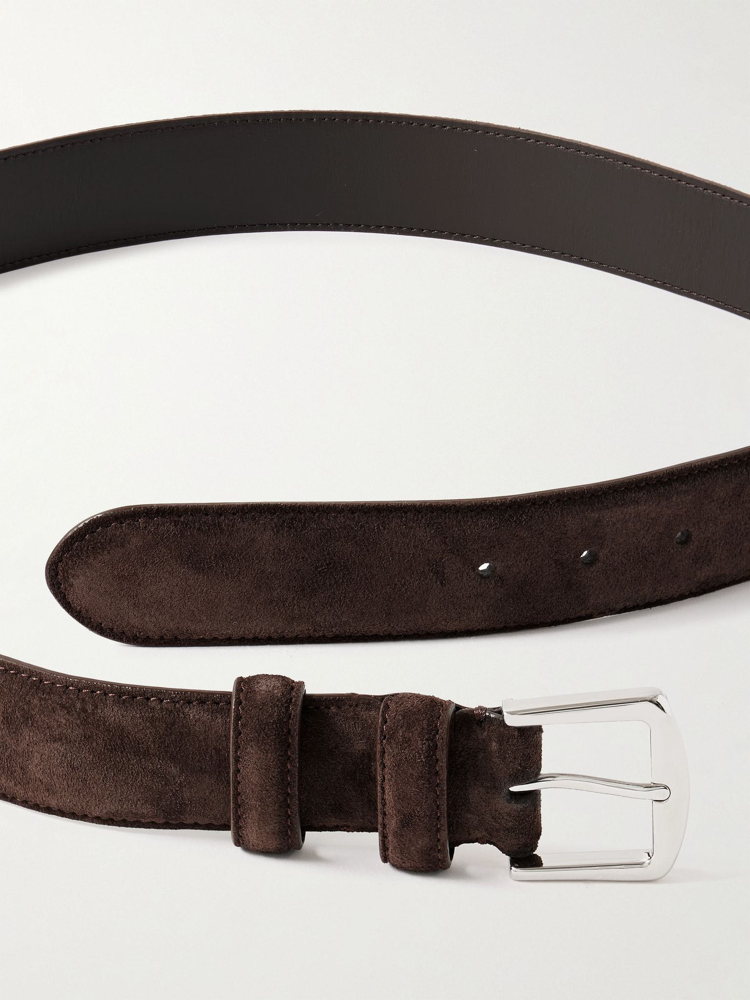 3.5cm Suede Belt Brown - 2