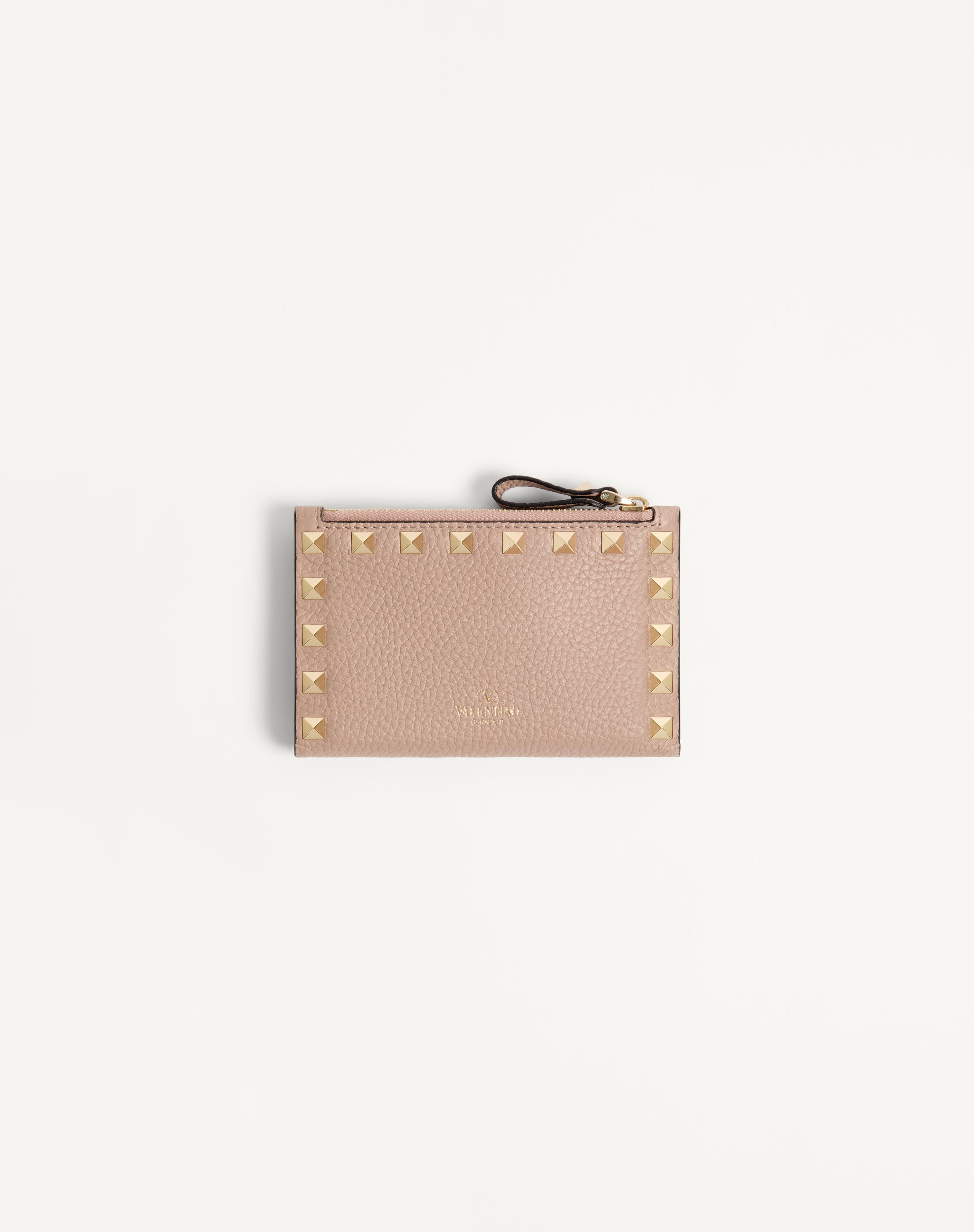 ROCKSTUD GRAINY CALFSKIN CARDHOLDER WITH ZIPPER - 3