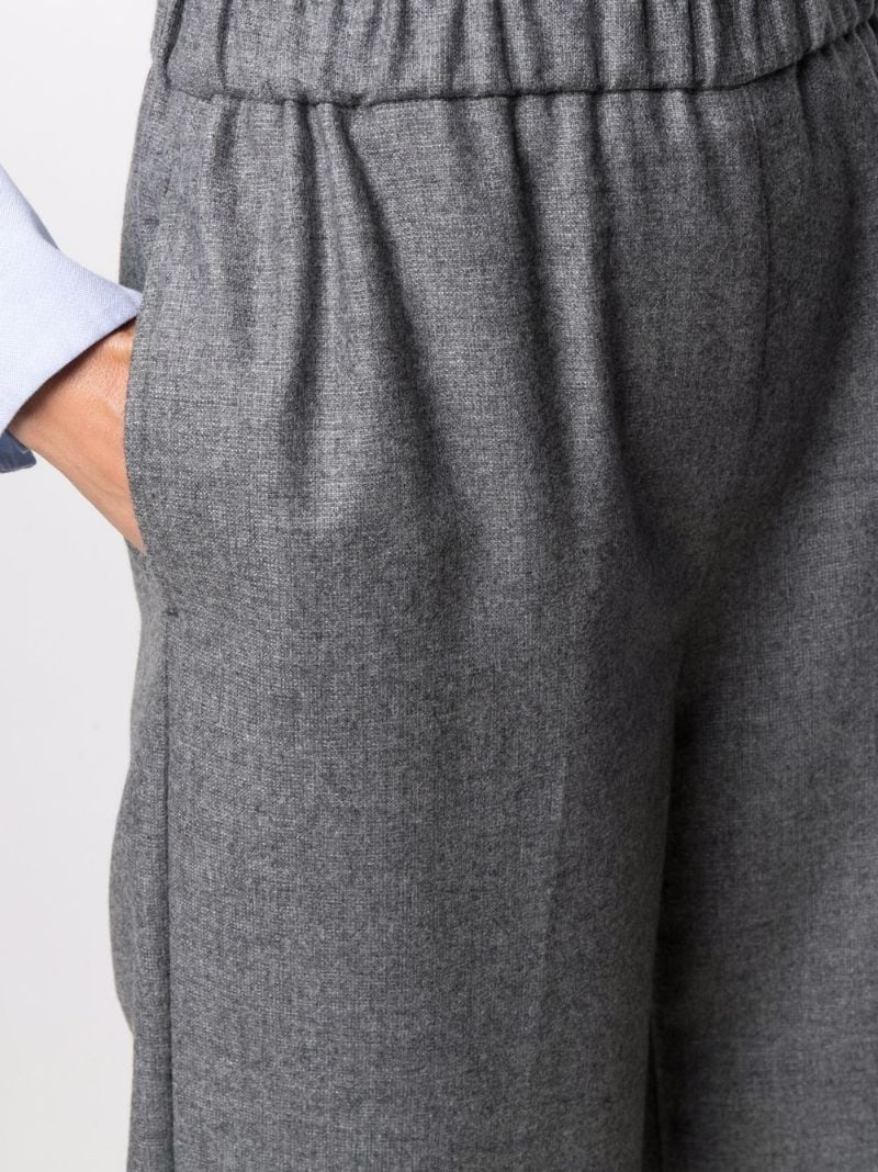 elasticated-waist wide leg trousers - 9