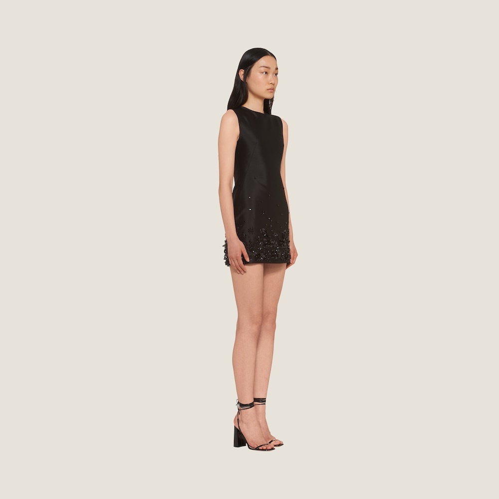 Embroidered silk and wool mini-dress - 4