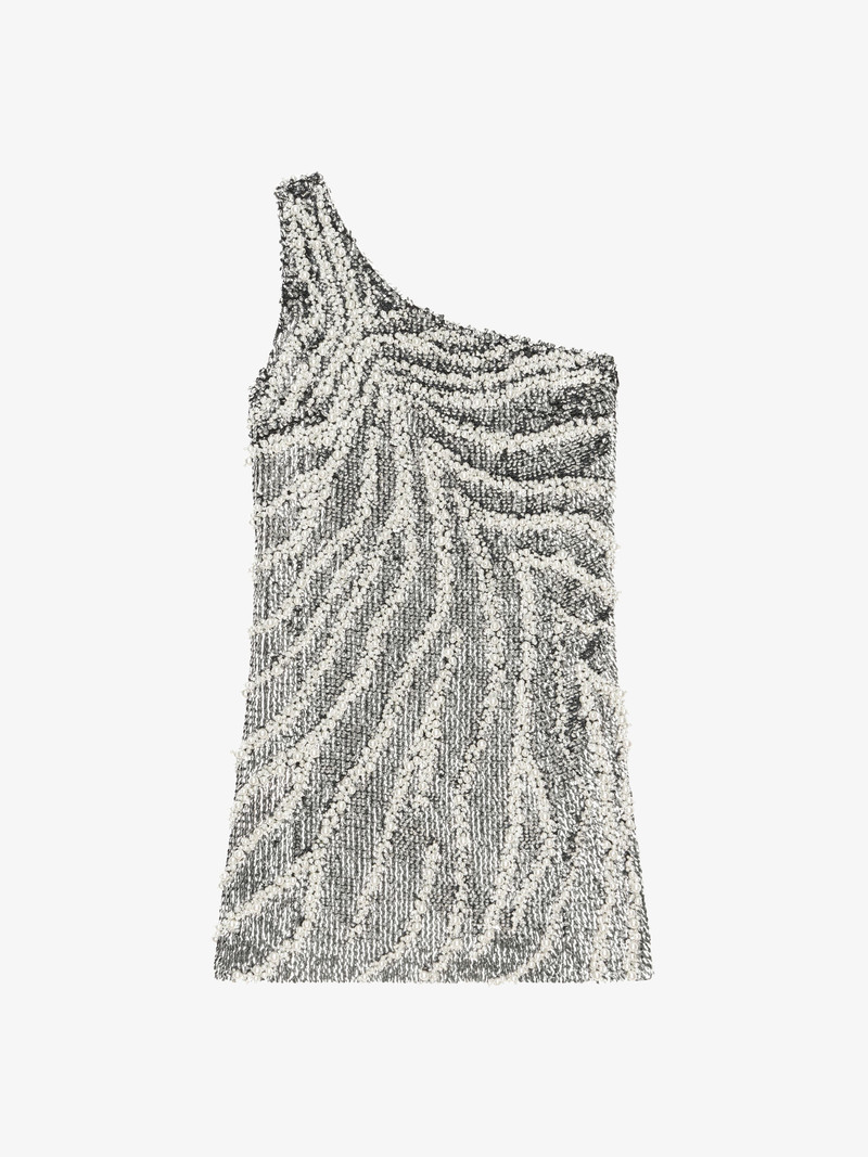 ASYMMETRICAL DRESS WITH SEQUIN AND PEARL EMBROIDERY - 1