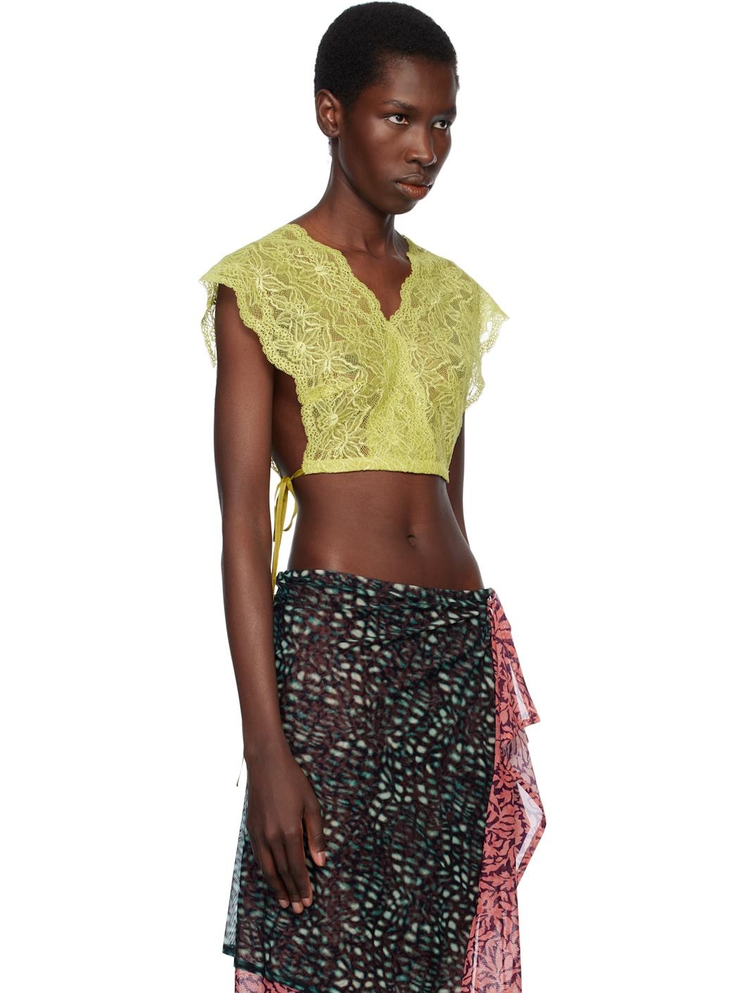 Green Lace Crop Top - 2