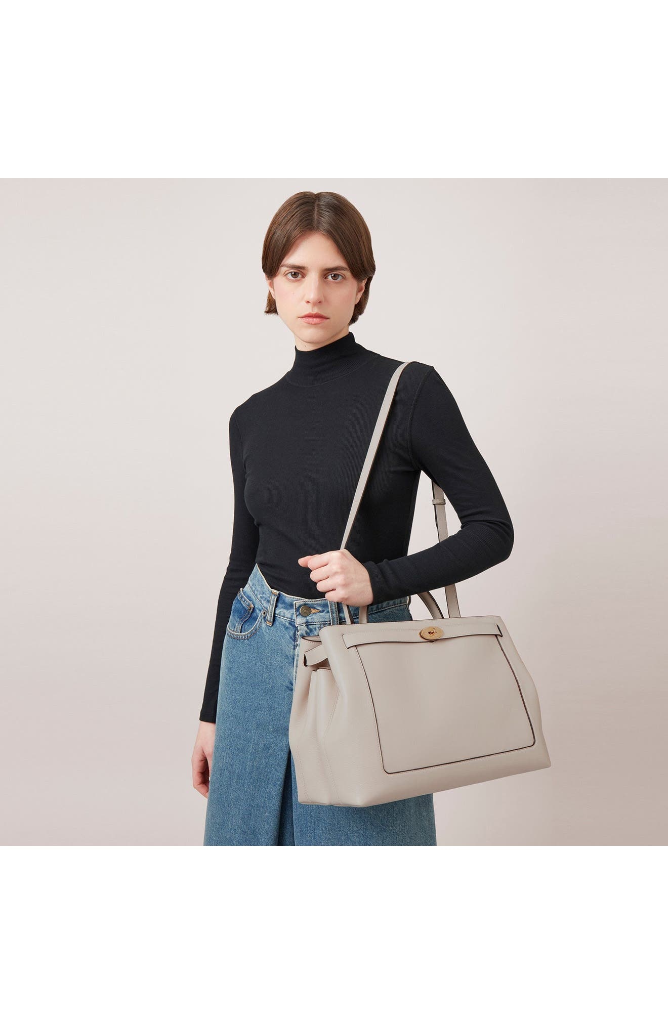 Mulberry Islington Silky Calfskin Leather Shoulder Bag in Chalk at Nordstrom - 6