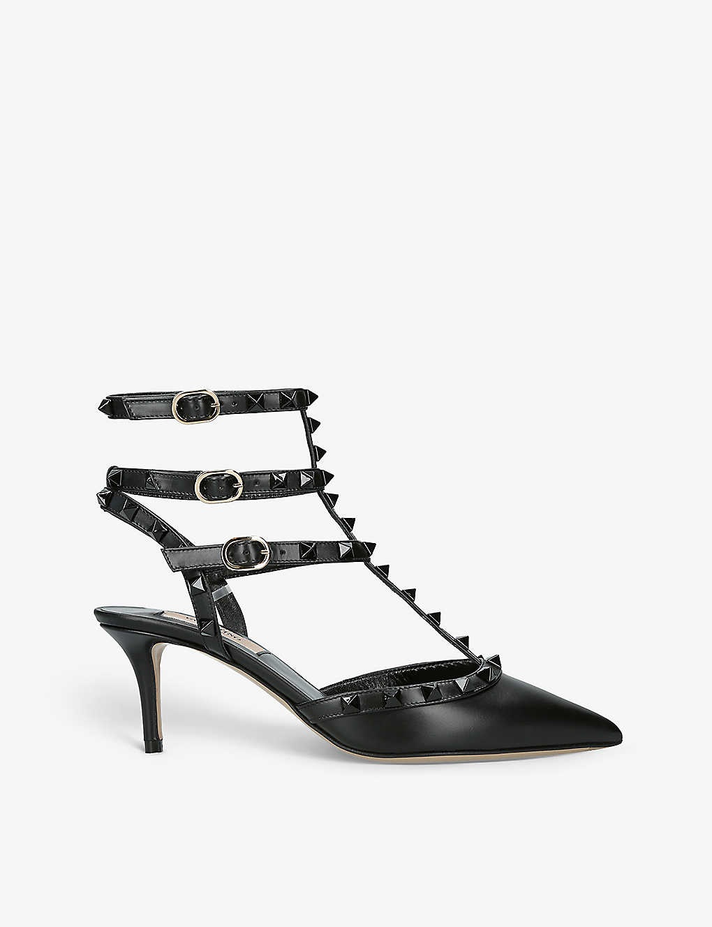 Rockstud stud-embellished leather heeled courts - 1