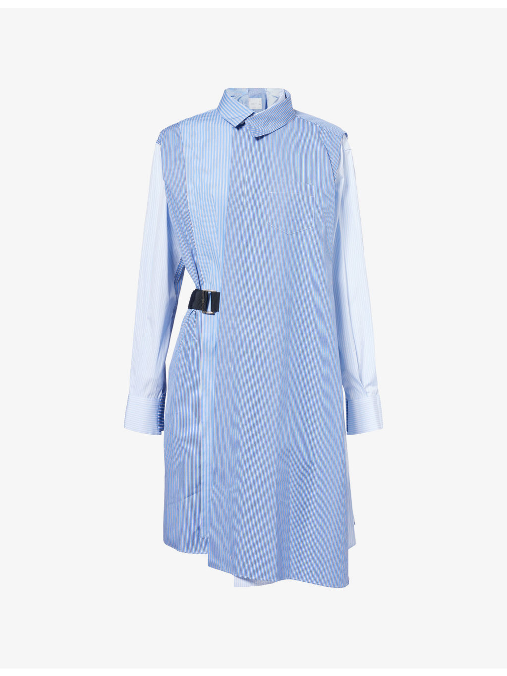 Stripe-Print Belted Cotton-Poplin Shirt Dress - 1