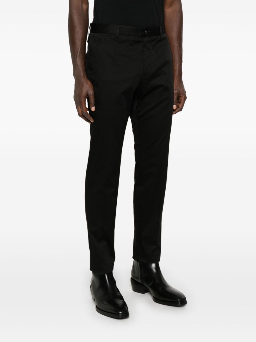 Dolce & Gabbana Men Logo-Embroidered Tapered Leg Cotton Trousers - 2