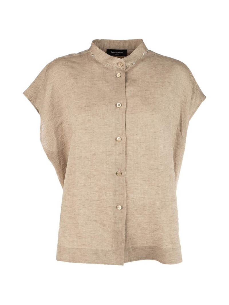 mandarin collar button blouse 1