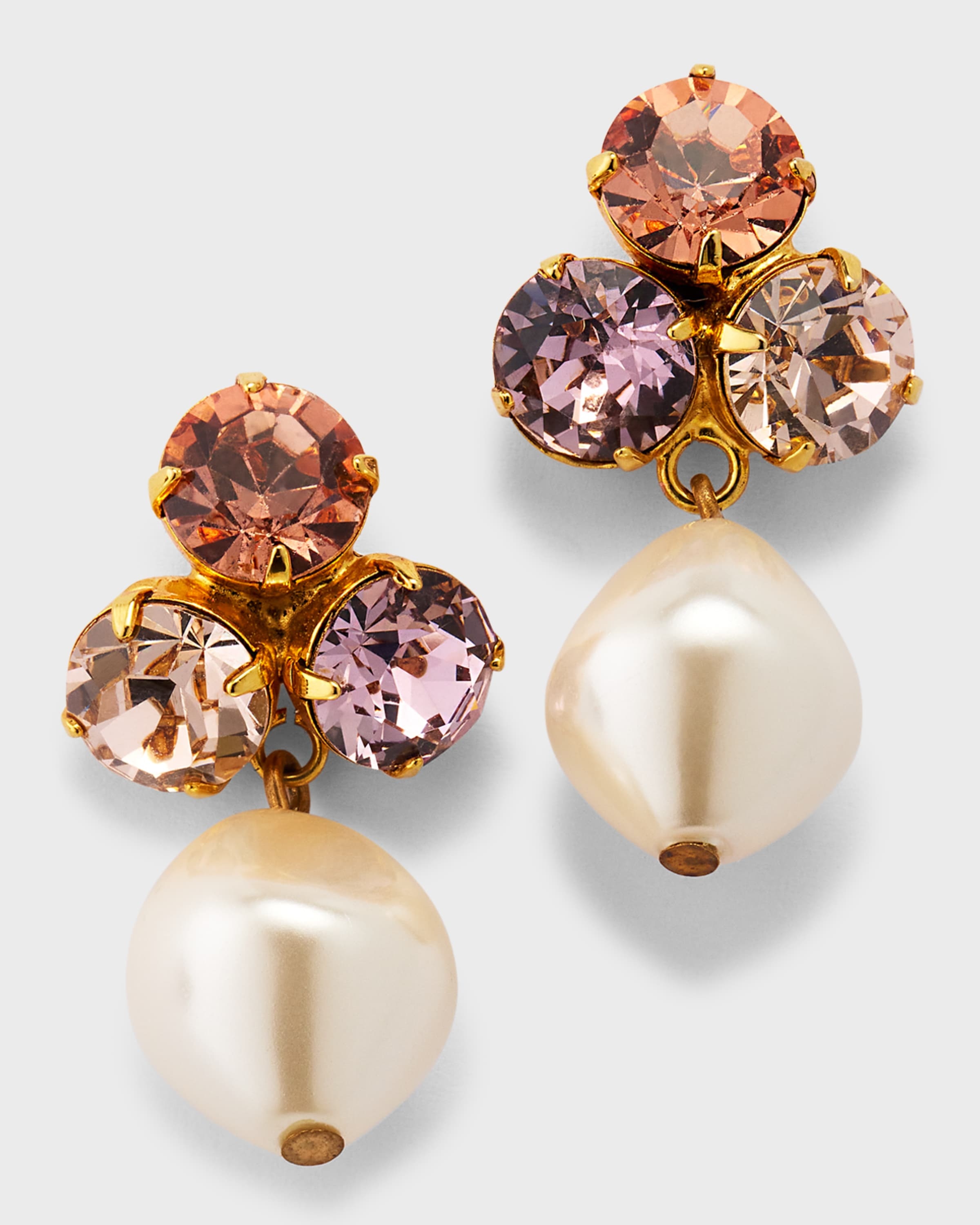 Tatiana Crystal and Glass Pearl Drop Earrings - 1