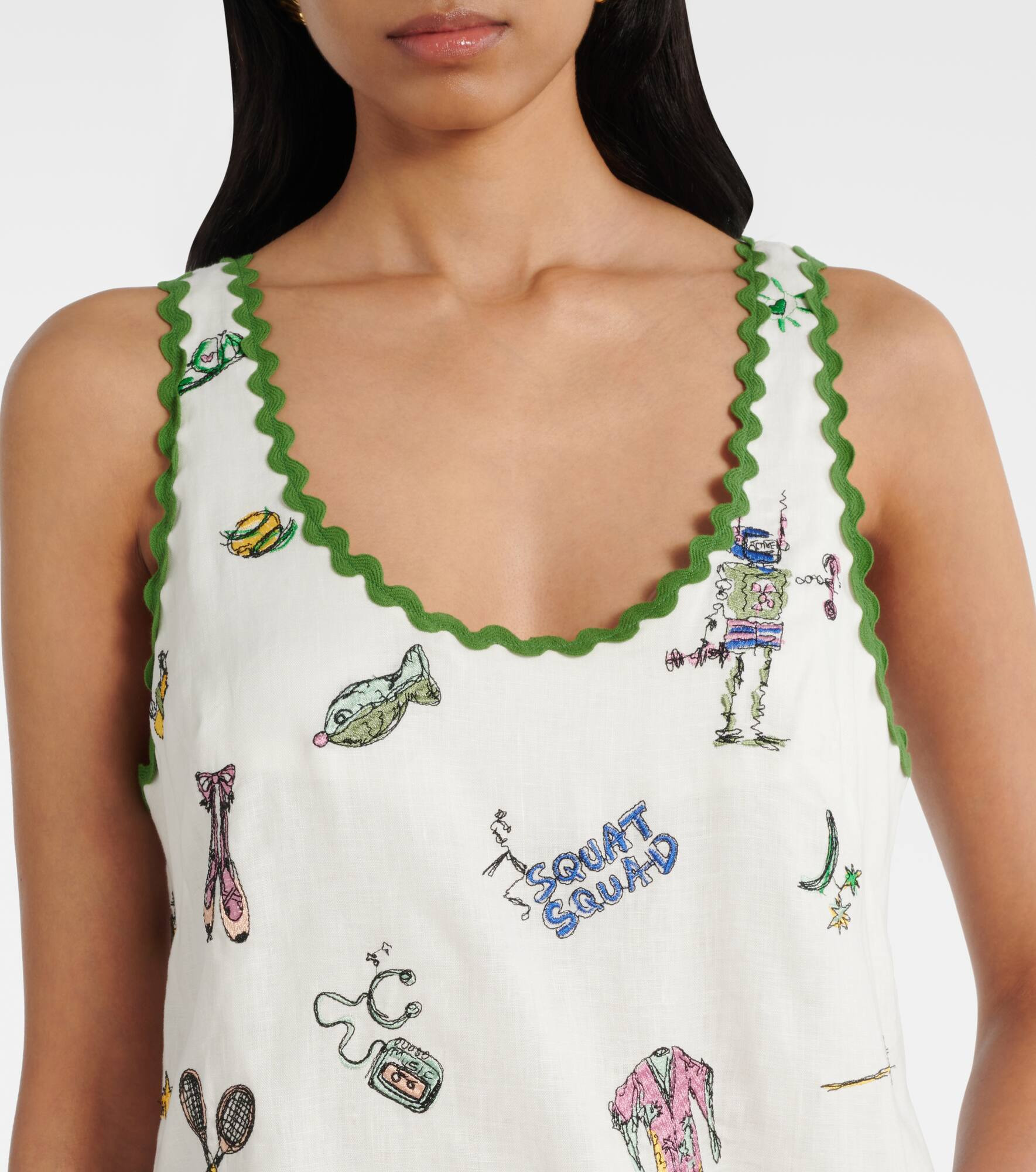 Play embroidered linen minidress - 4