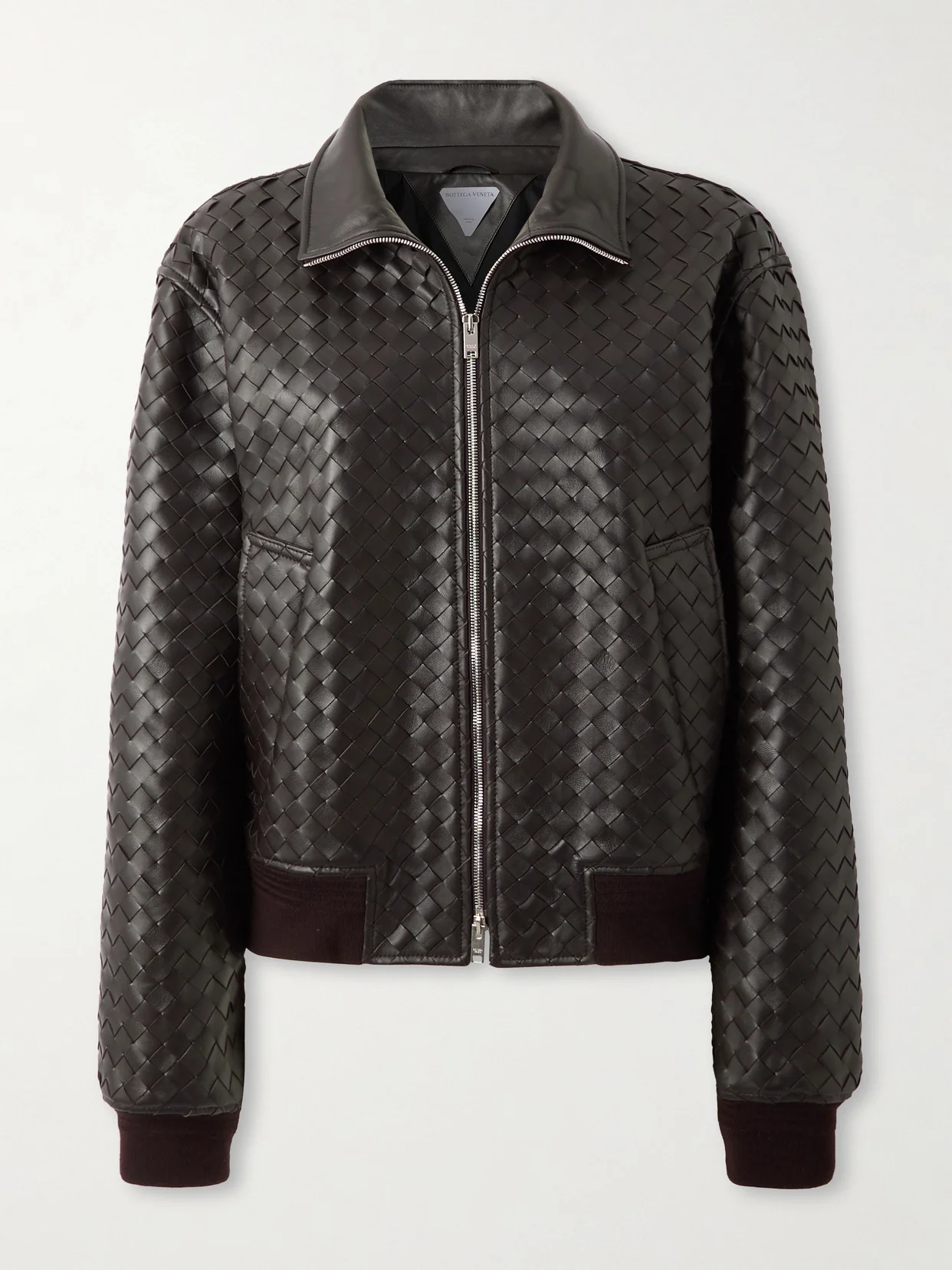 Intrecciato Leather Bomber Jacket - 1