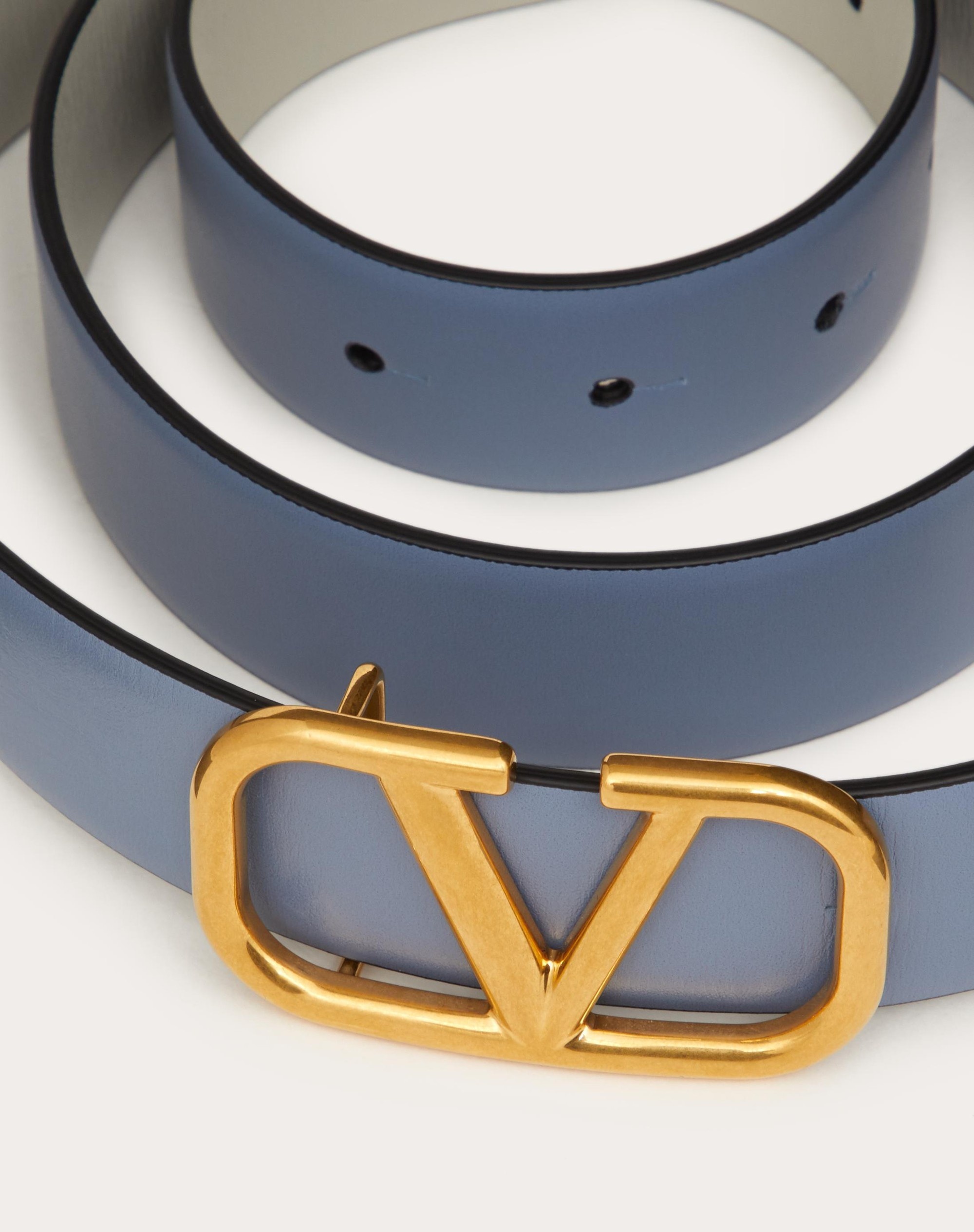 REVERSIBLE VLOGO SIGNATURE BELT IN GLOSSY CALFSKIN 30 MM