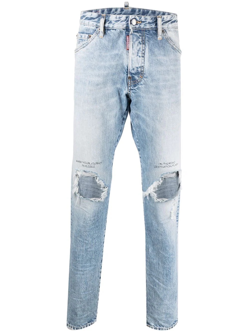 distressed straight-leg jeans - 1