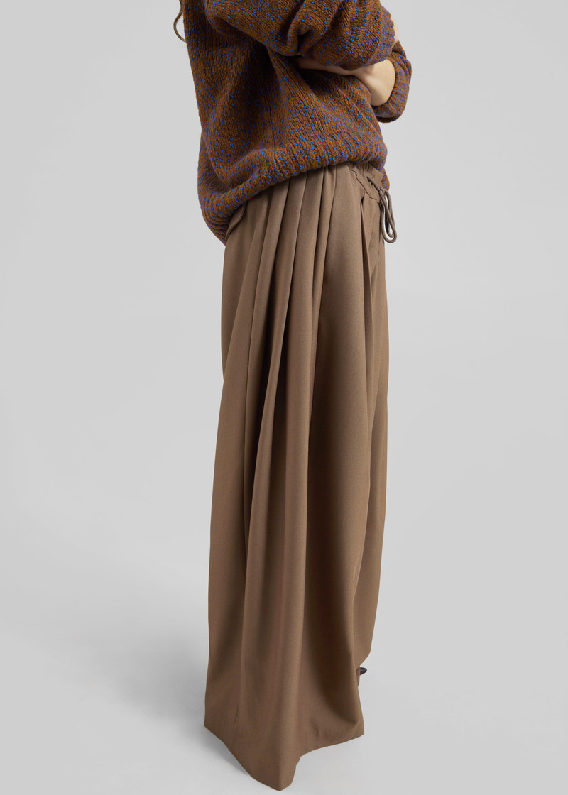 Corlen Pleated Wide Pants - Brown 4