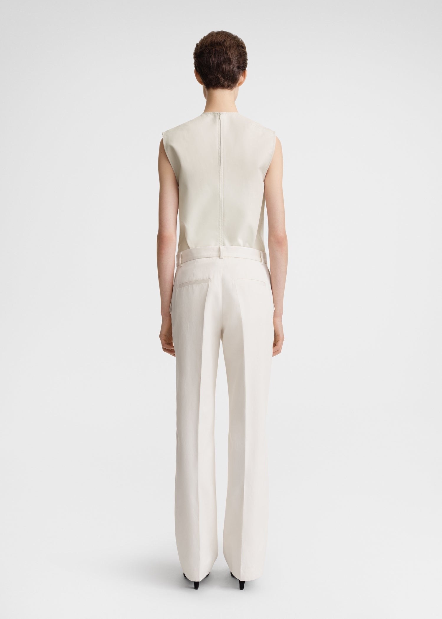 Straight satin trousers ecru - 4