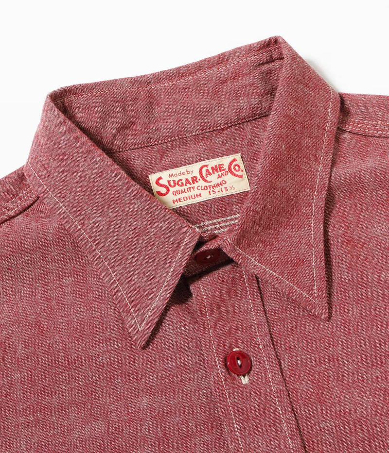 SUGAR CANE SC39703 Red Chambray S/S Work Shirt outlook