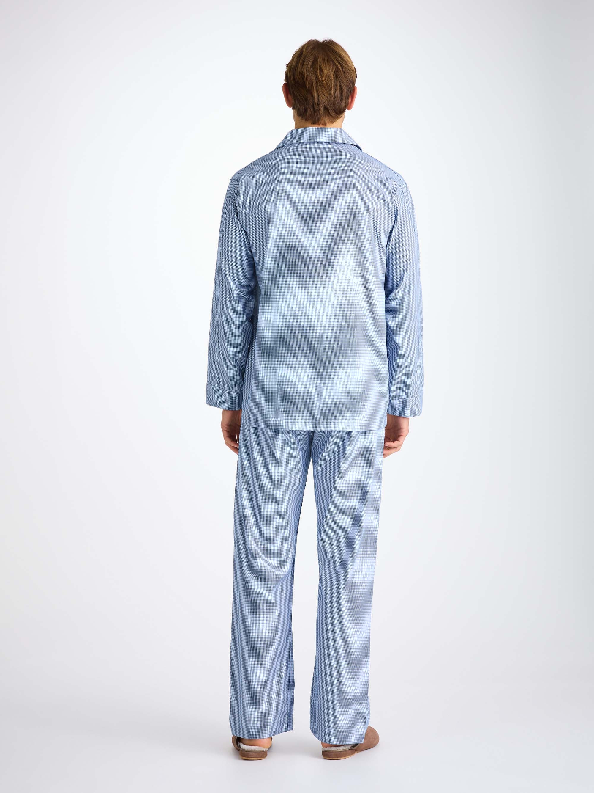 Men's Classic Fit Pajamas Cotton Navy Puppytooth Pattern - 4