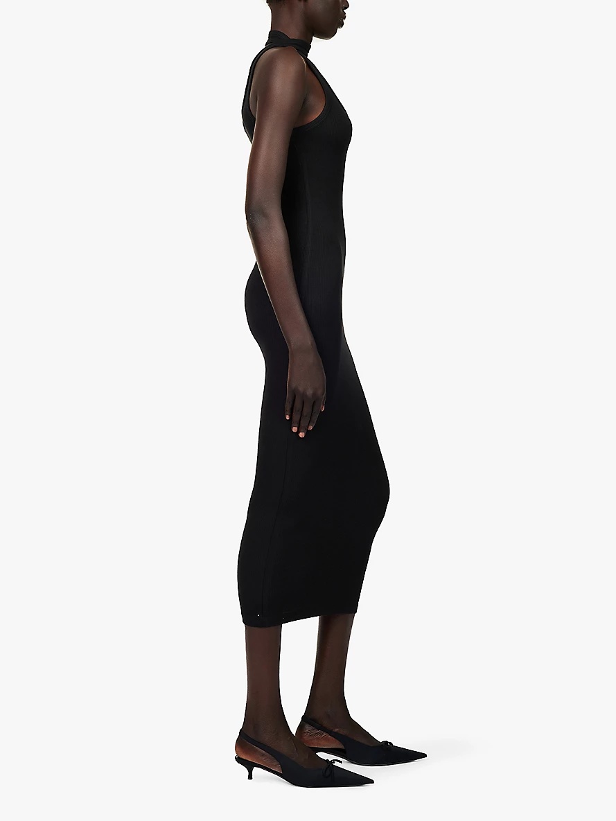 Scoop-neck asymmetric stretch-jersey midi dress - 3