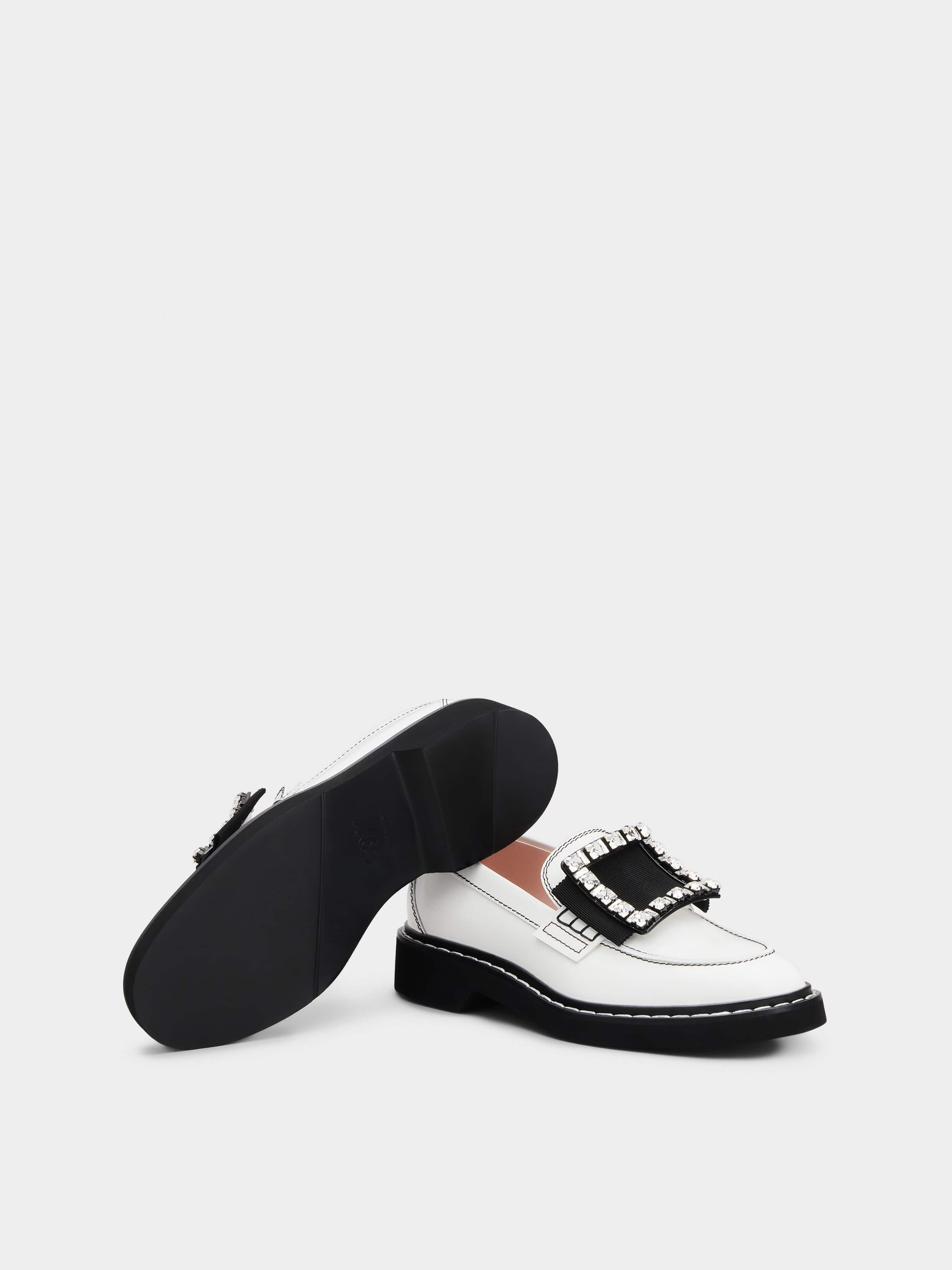 Viv' Rangers Stitch Strass Buckle Loafers in Leather - 6