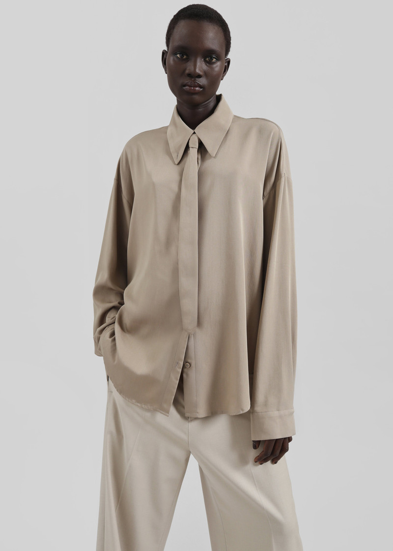 Silvan Neck Tie Shirt - Taupe 7