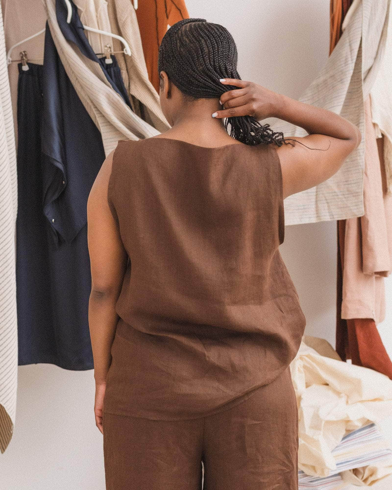 BASERANGE Sepia Top - Fine Linen and Lace outlook