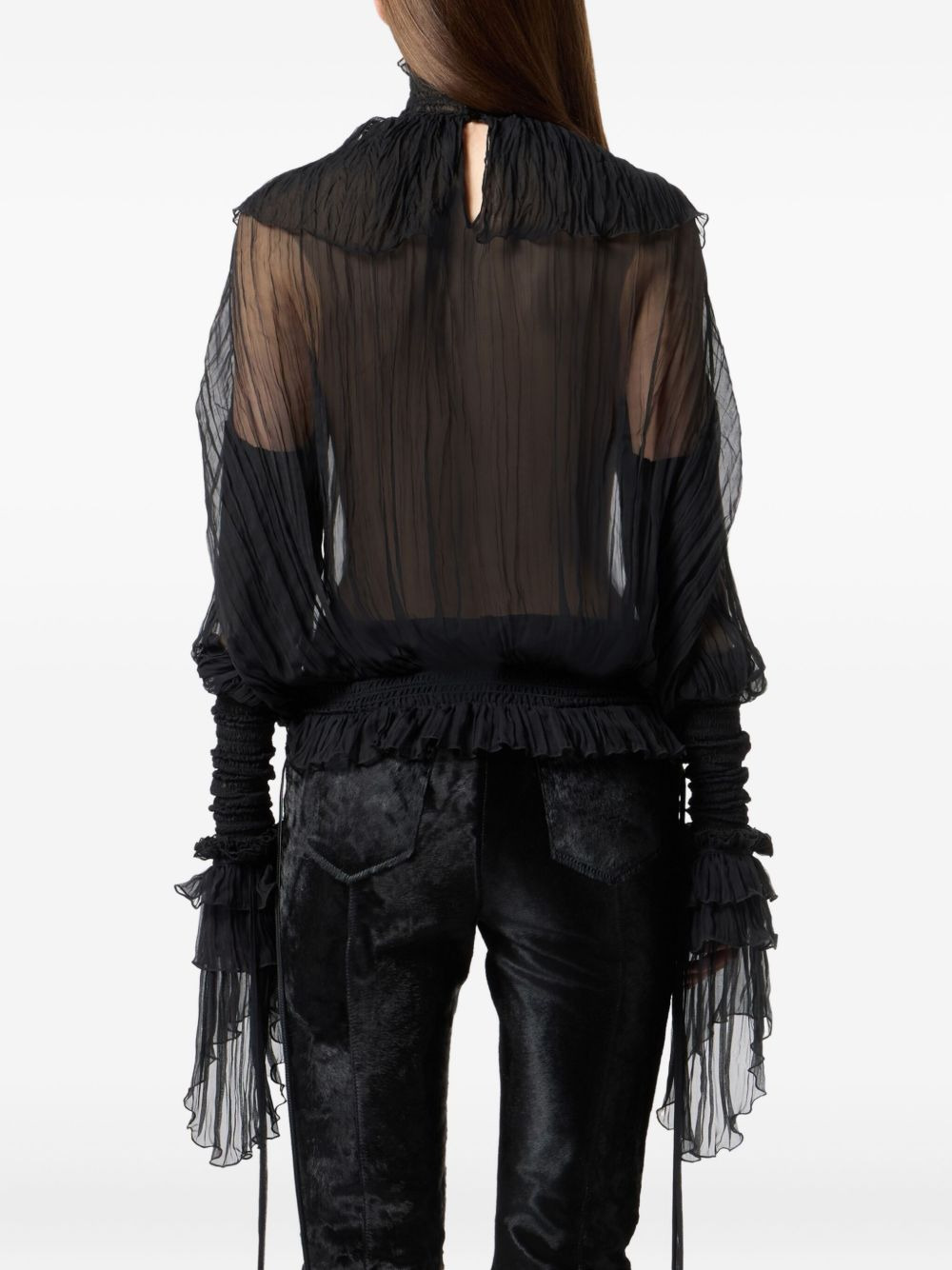 high-neck lace blouse - 4