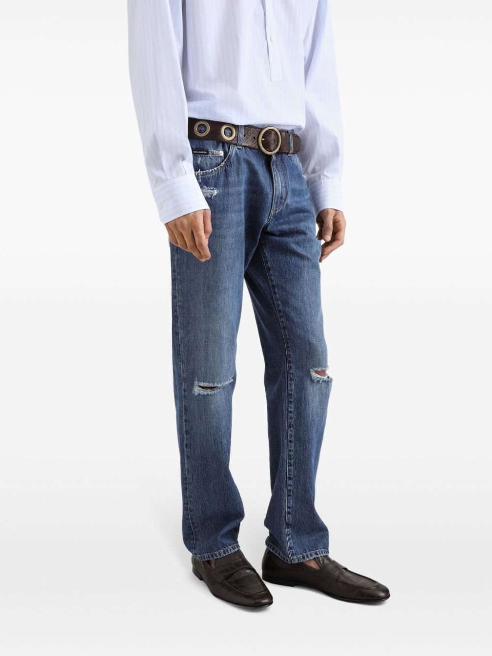 ripped straight-leg jeans - 4