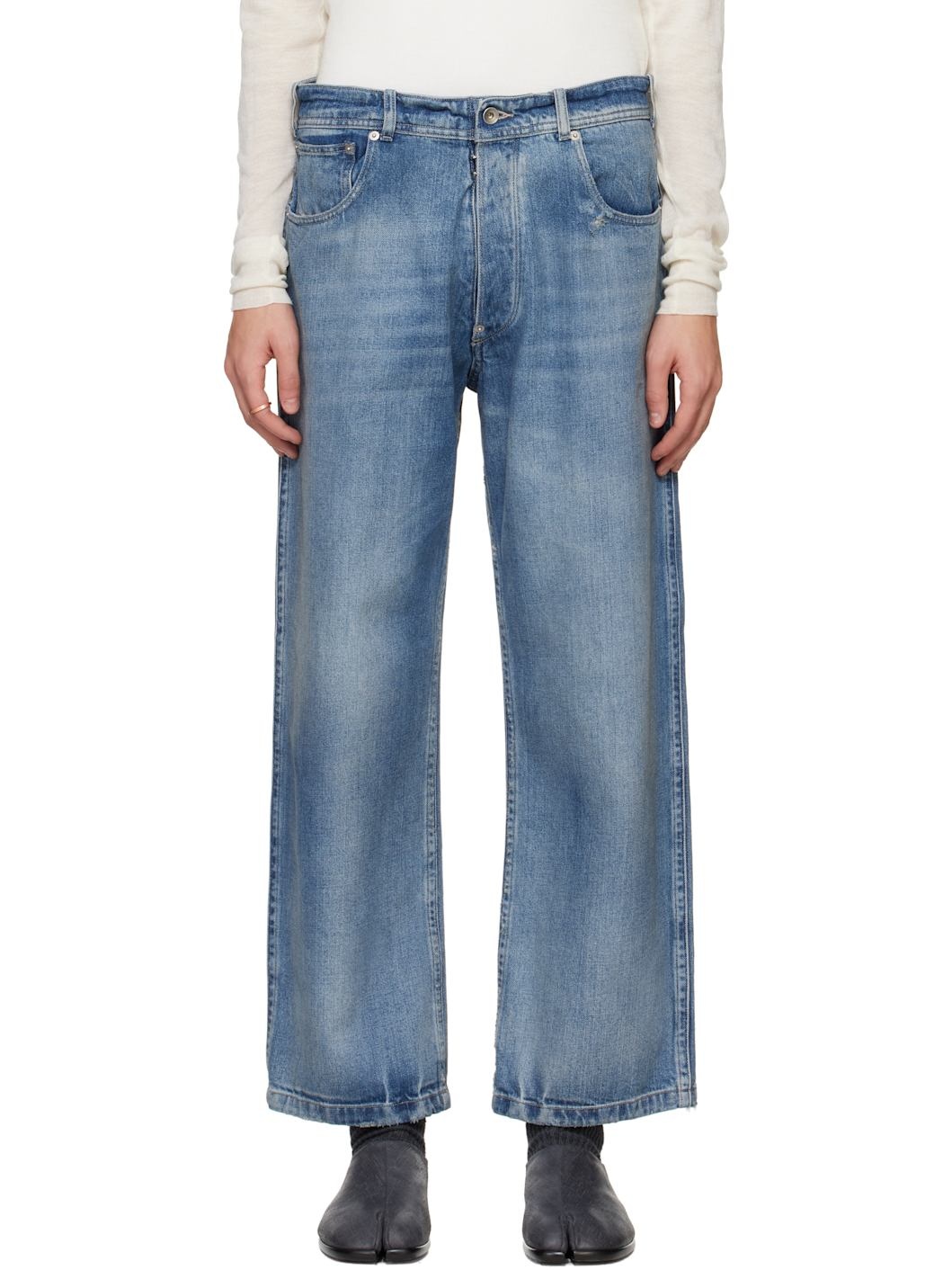 Blue Distressed Jeans - 1