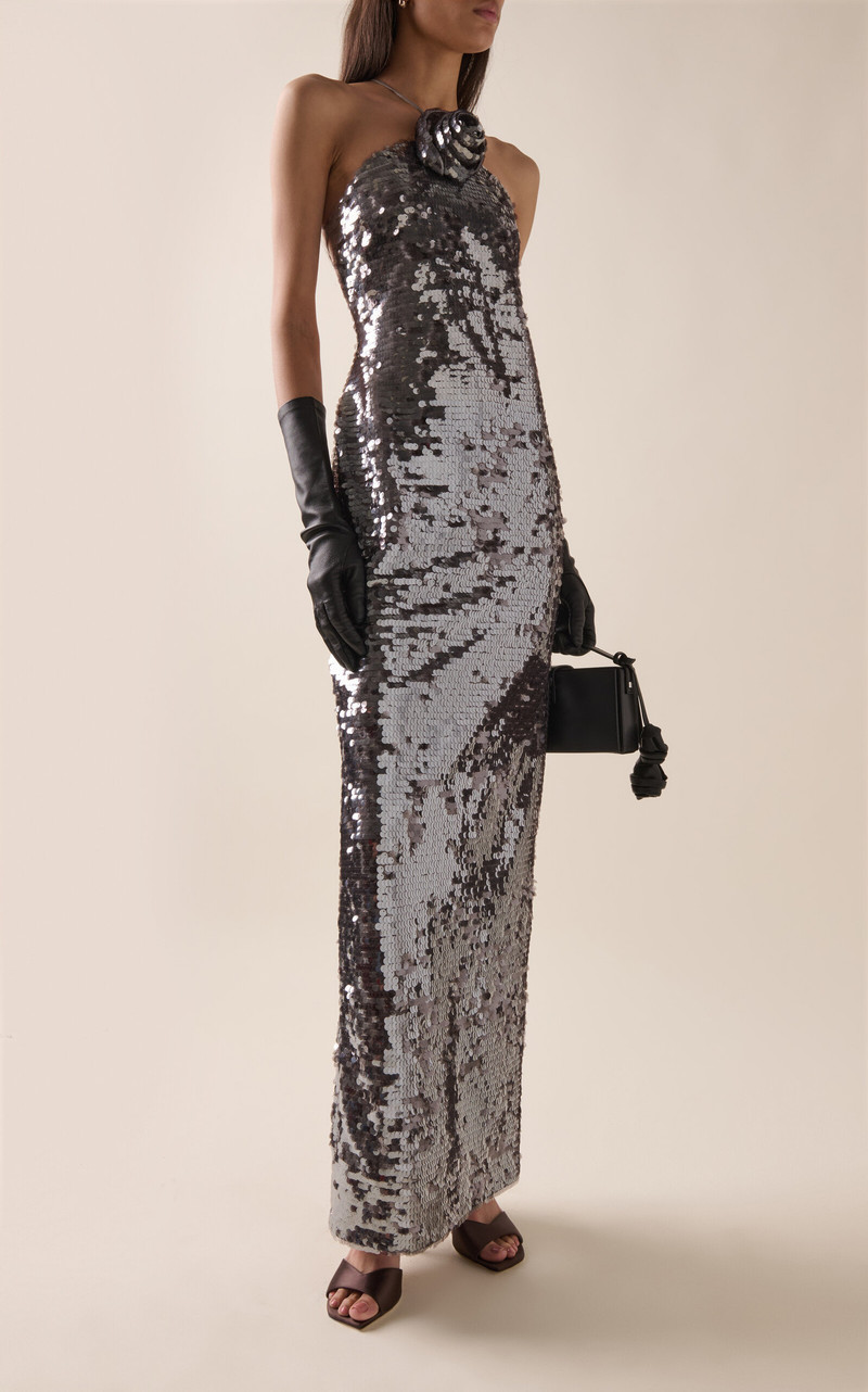 MAGDA BUTRYM Sequined Halter Gown silver outlook
