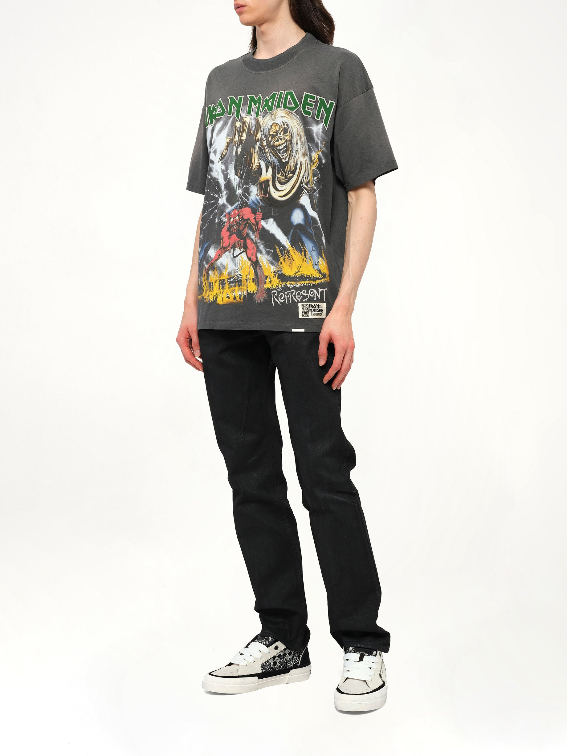 Iron Maiden Number of Beast T-Shirt in Sunfade Grey - 4