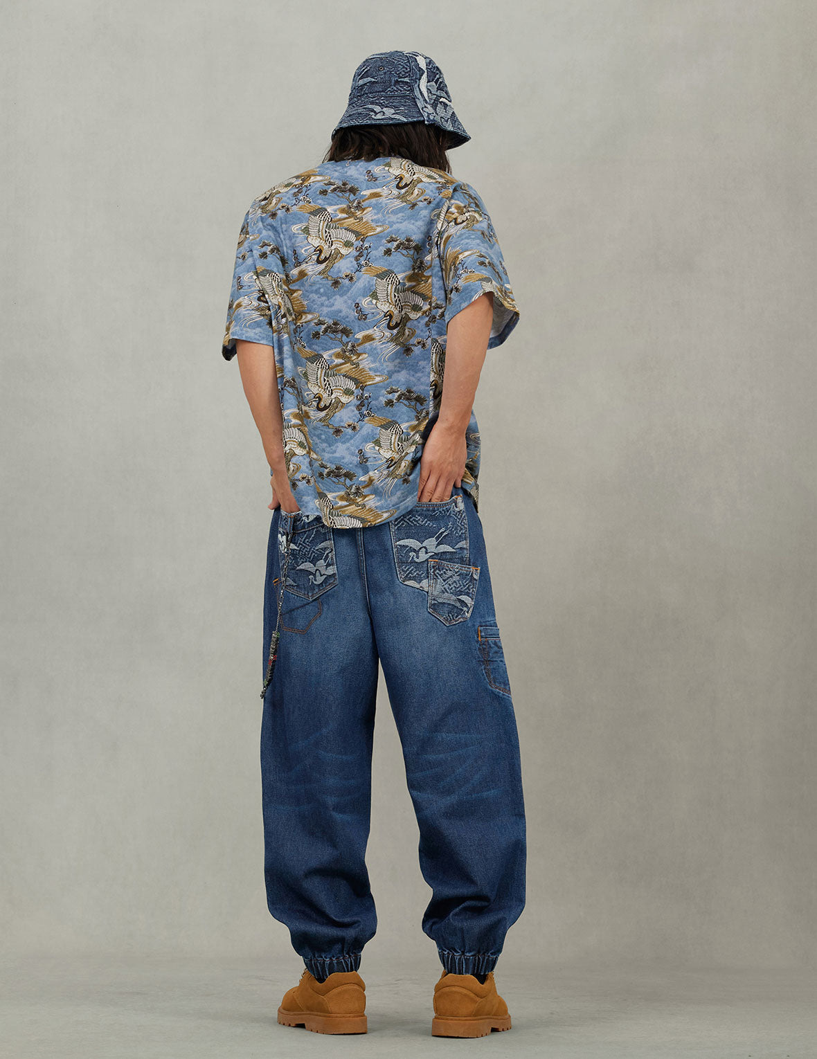Allover Crane Print Relax Fit T-shirt - 8