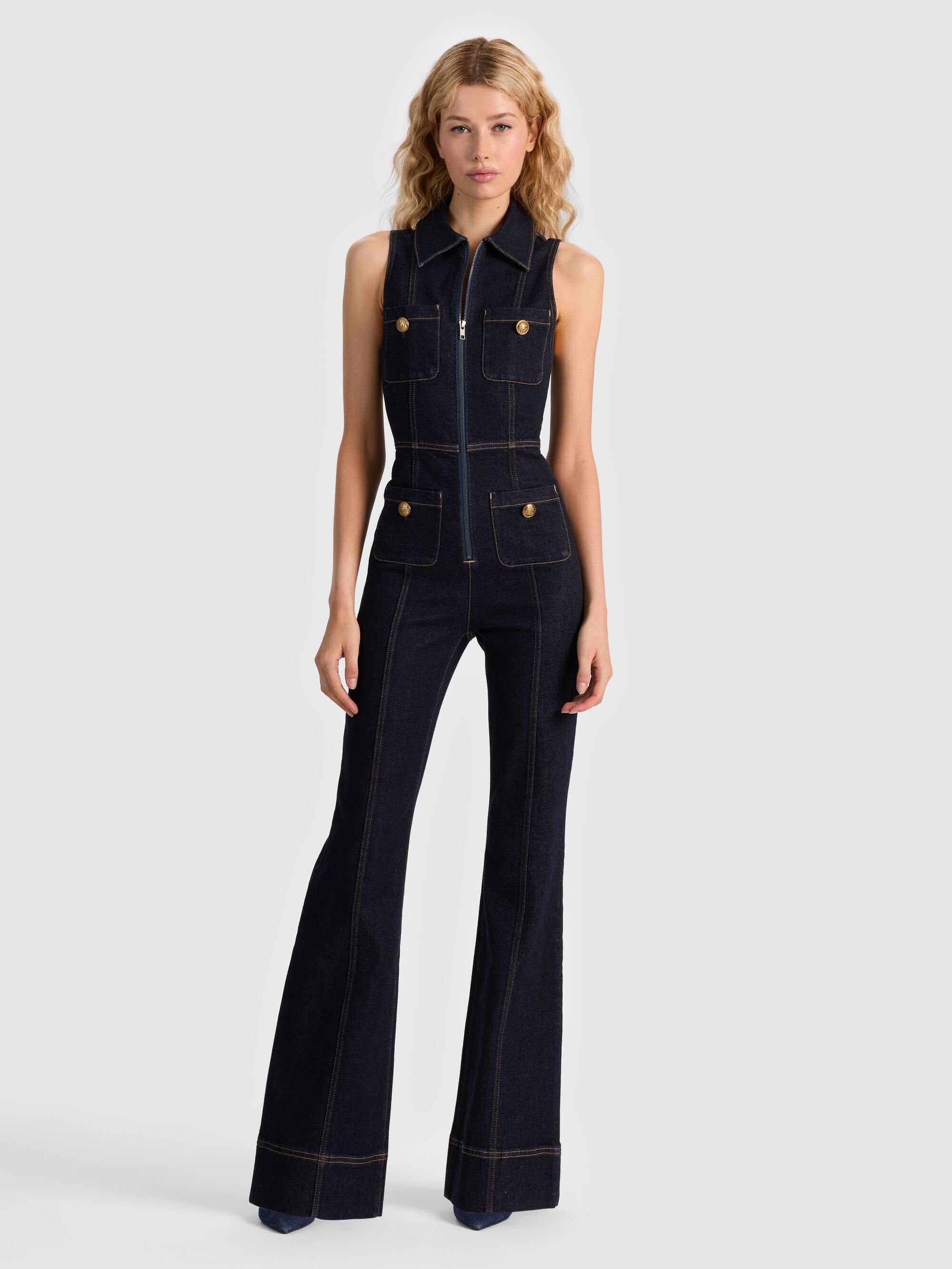 RACHEL SLEEVELESS DENIM JUMPSUIT - 2