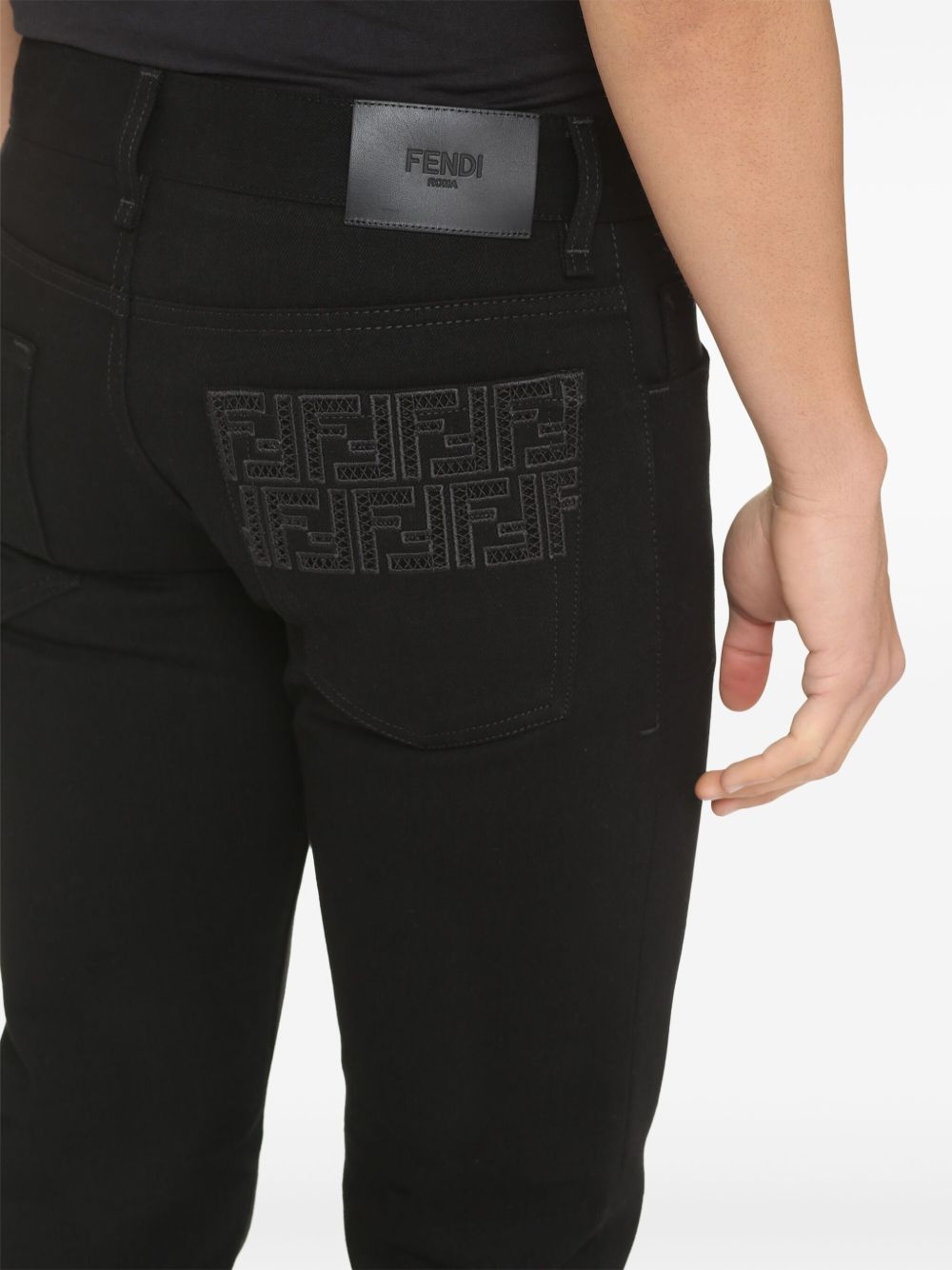 FF embroidered slim-fit jeans - 4
