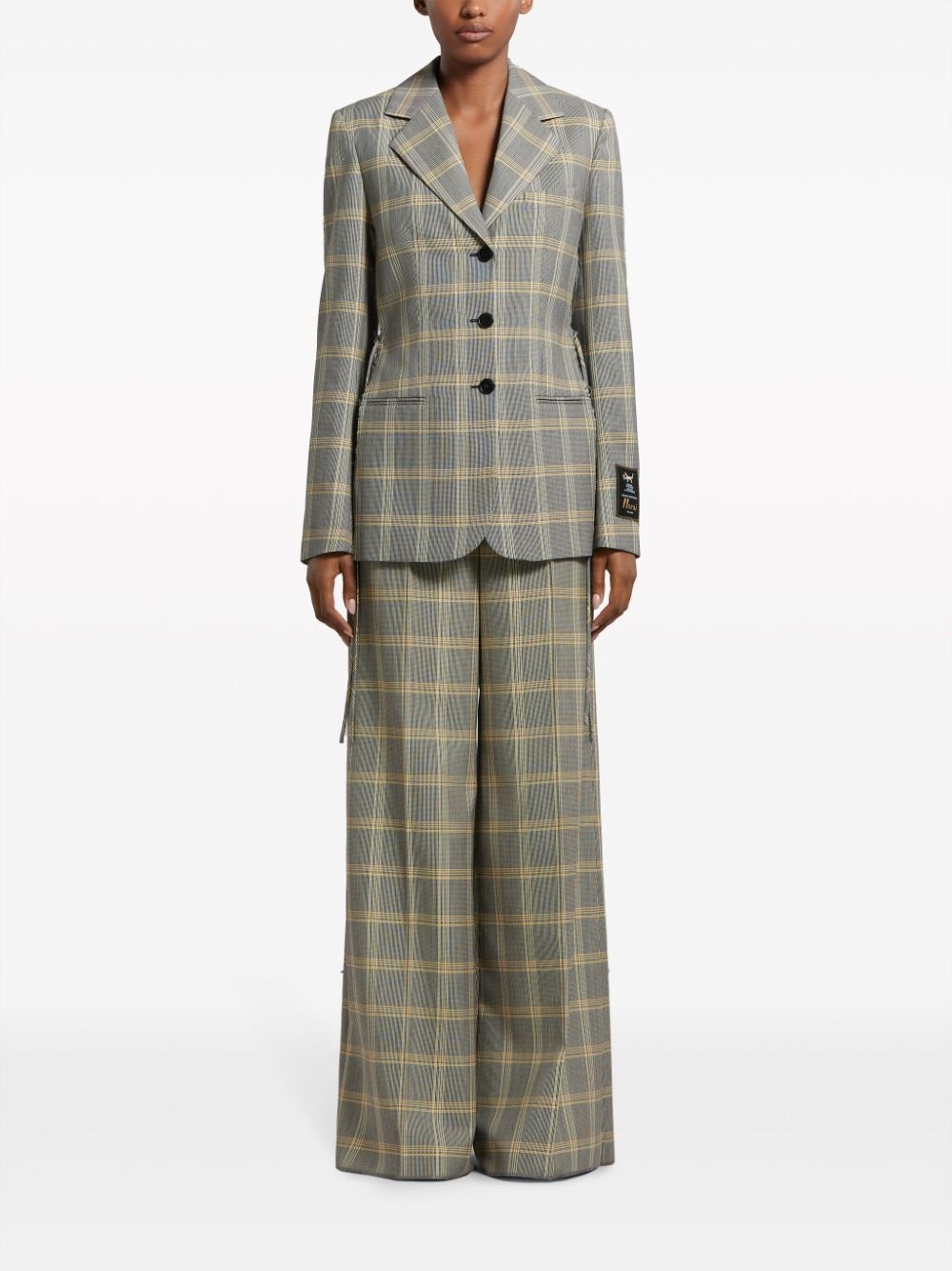 plaid-check single-breasted ripped blazer - 2