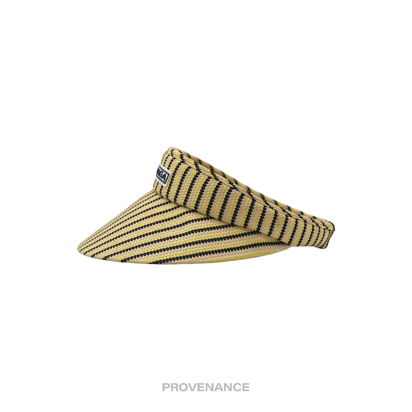 Balenciaga Logo Visor - Rattan Striped Black Yellow Straw - 8