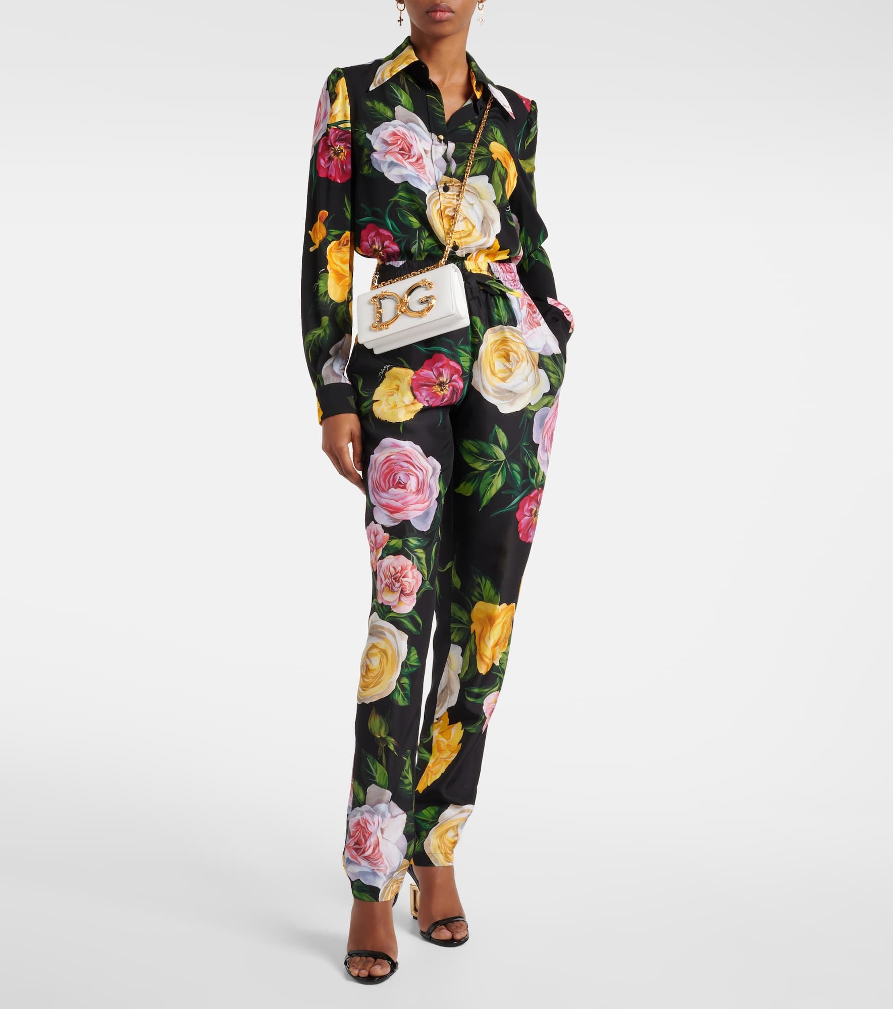 Floral silk straight pants - 2