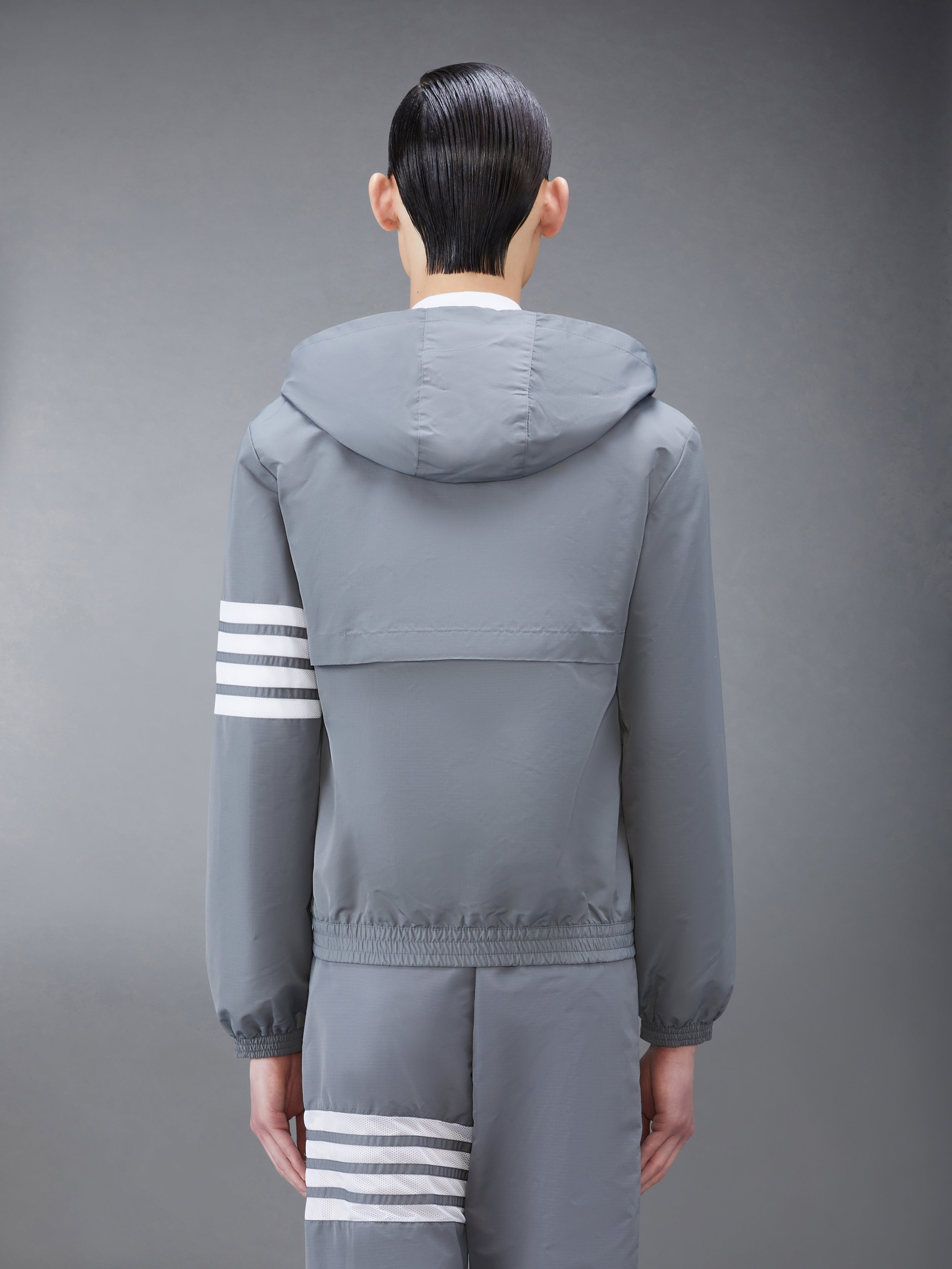 Medium Grey Sustainable Ripstop Mesh 4-Bar Hooded Zip up Jacket - 2
