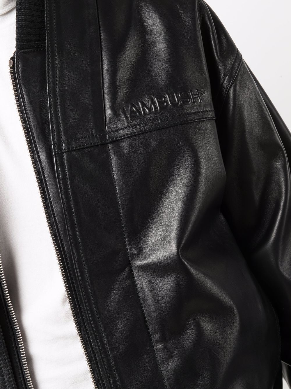 debossed-logo leather jacket - 5