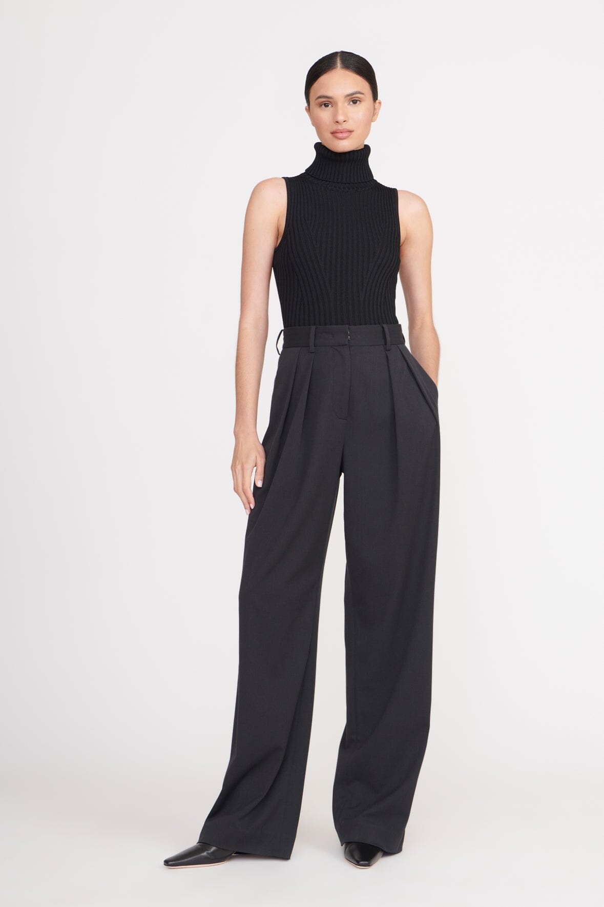 STAUD LUISA PANT BLACK SUITING - 3