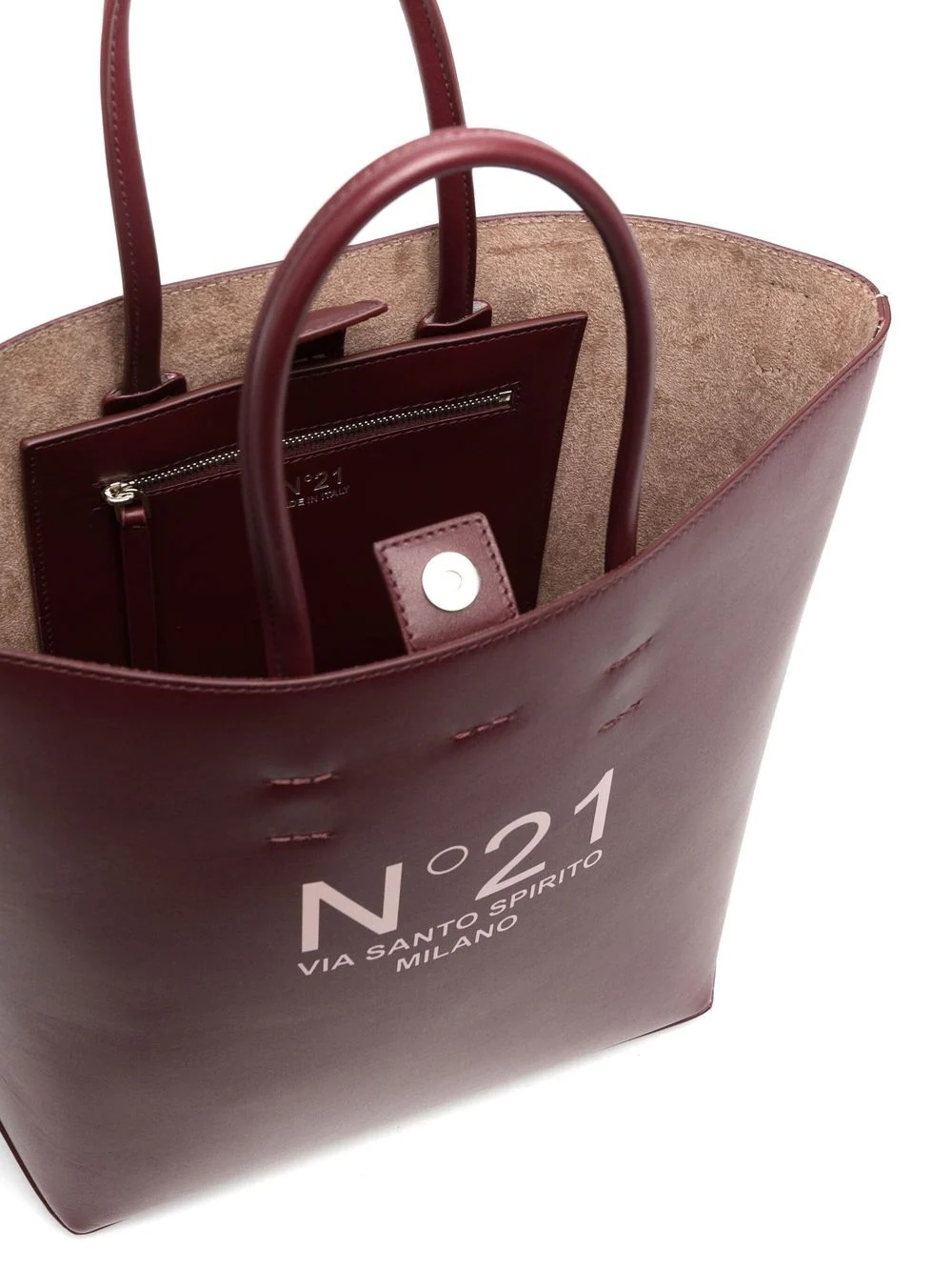 logo-print leather tote bag - 5