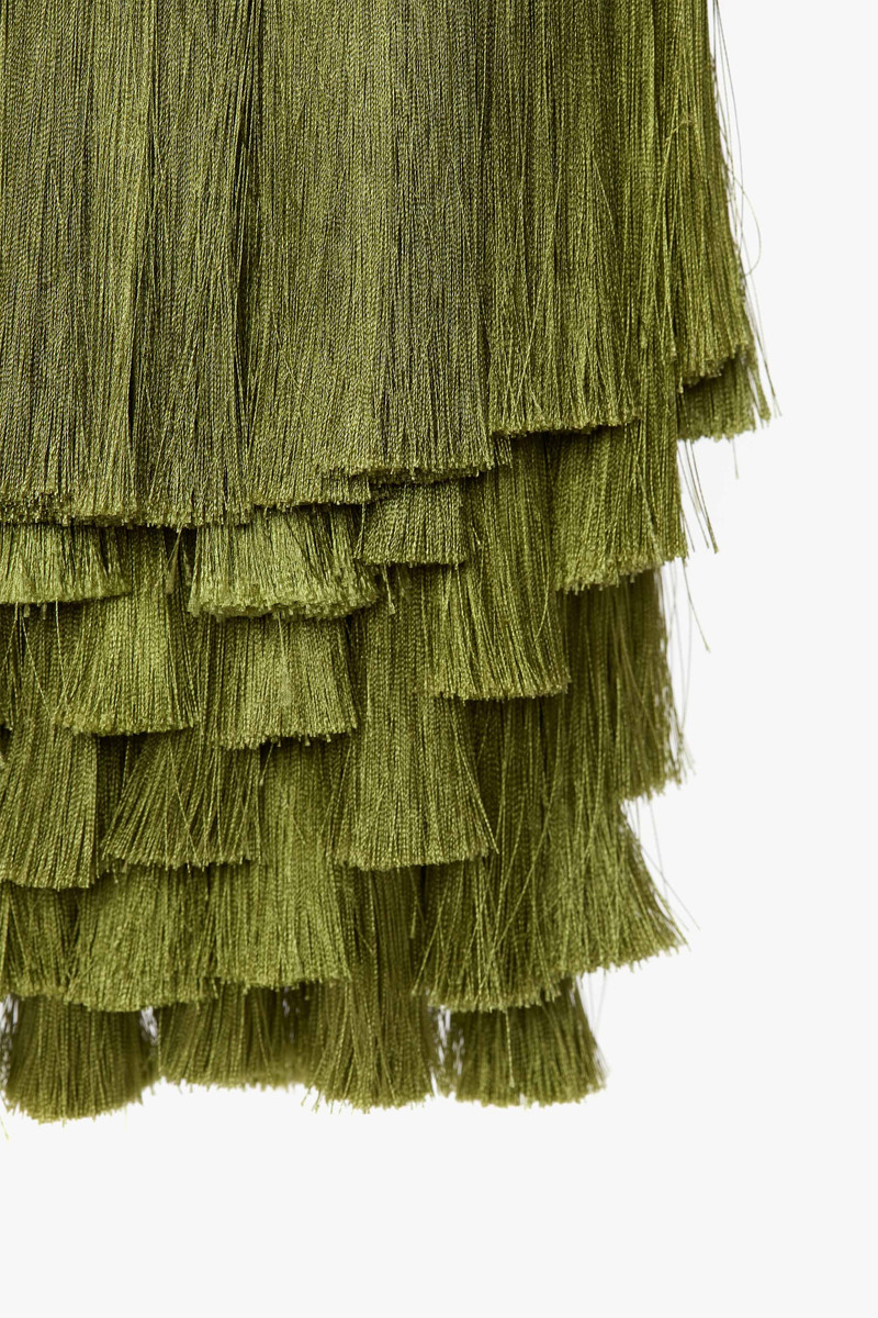 Mini Tassel Pouch in Olive Green 3