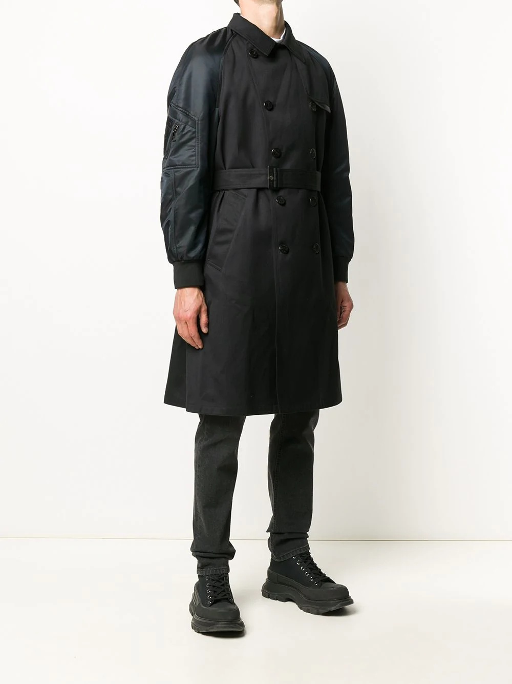 bomber-sleeve trench coat - 3